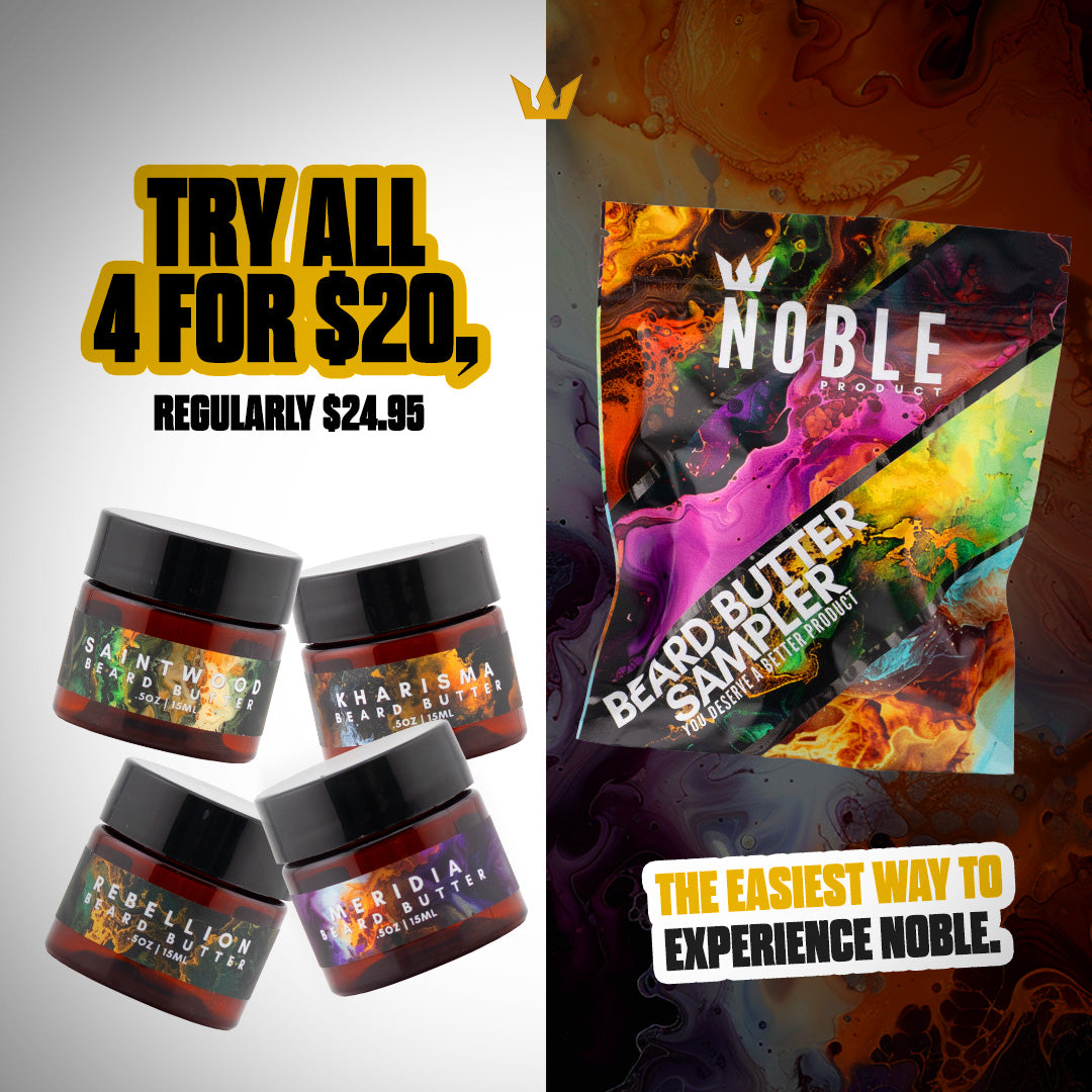 Noble Beard Butter Sampler | 4 Scented Minis – Kharisma, Meridia, Rebellion, Saintwood (0.5 oz Each)