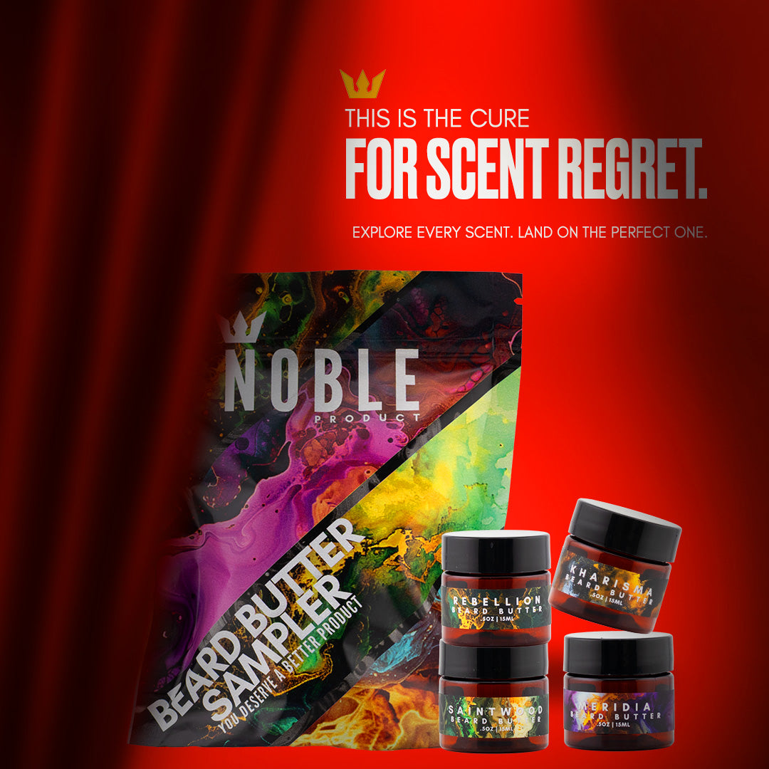Noble Beard Butter Sampler | 4 Scented Minis – Kharisma, Meridia, Rebellion, Saintwood (0.5 oz Each)