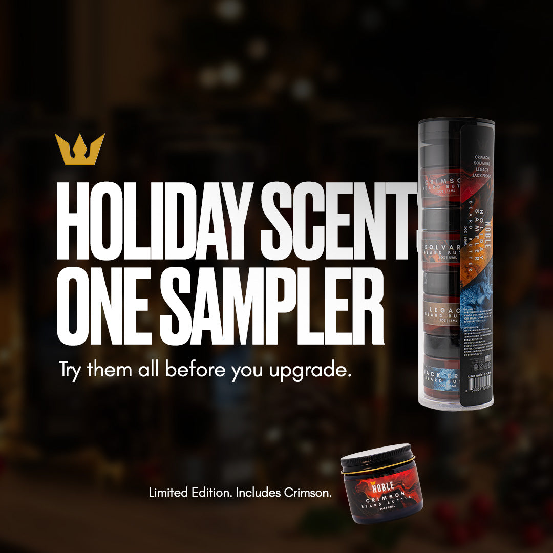 Holiday Beard Butter Sampler | 4 (0.5oz) Limited Edition Scented Minis - Jack Frost, Legacy, Solvarae, and ALL NEW Crimson