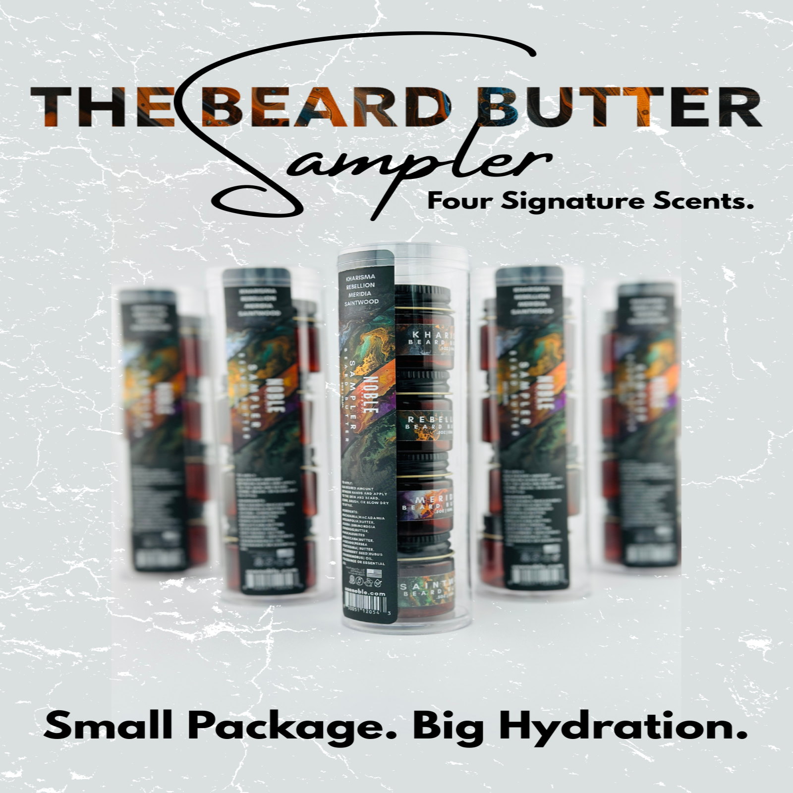 Noble Beard Butter Sampler | 4 Scented Minis – Kharisma, Meridia, Rebellion, Saintwood (0.5 oz Each)
