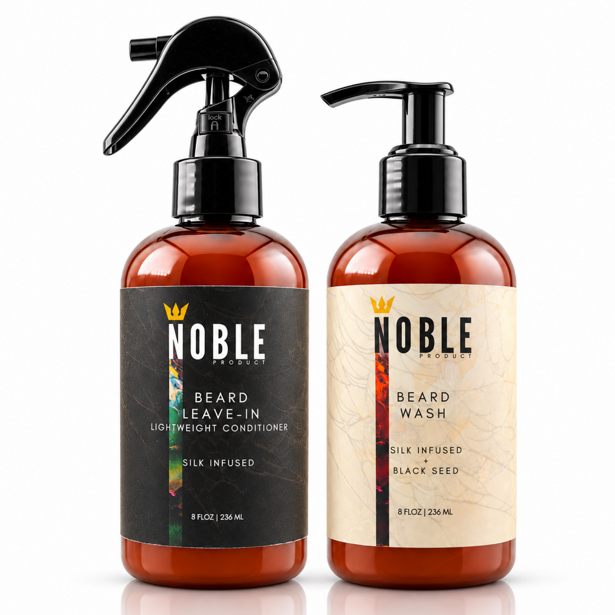 Fragrance-Free Beard Wash & Leave-In Conditioner Combo | Cloudberry + Silk | 8 oz Each
