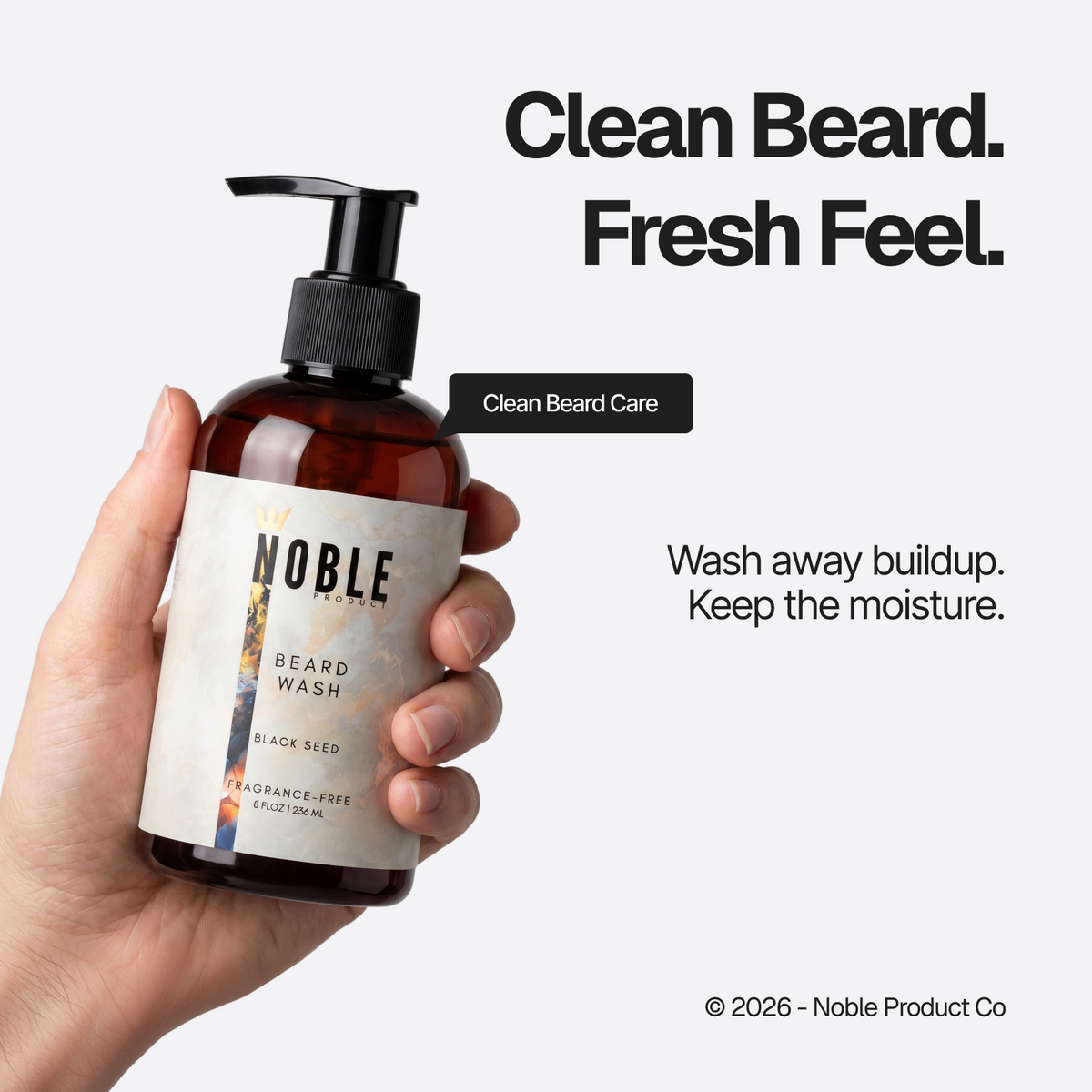 Fragrance-Free Beard Wash & Leave-In Conditioner Combo | Cloudberry + Silk | 8 oz Each