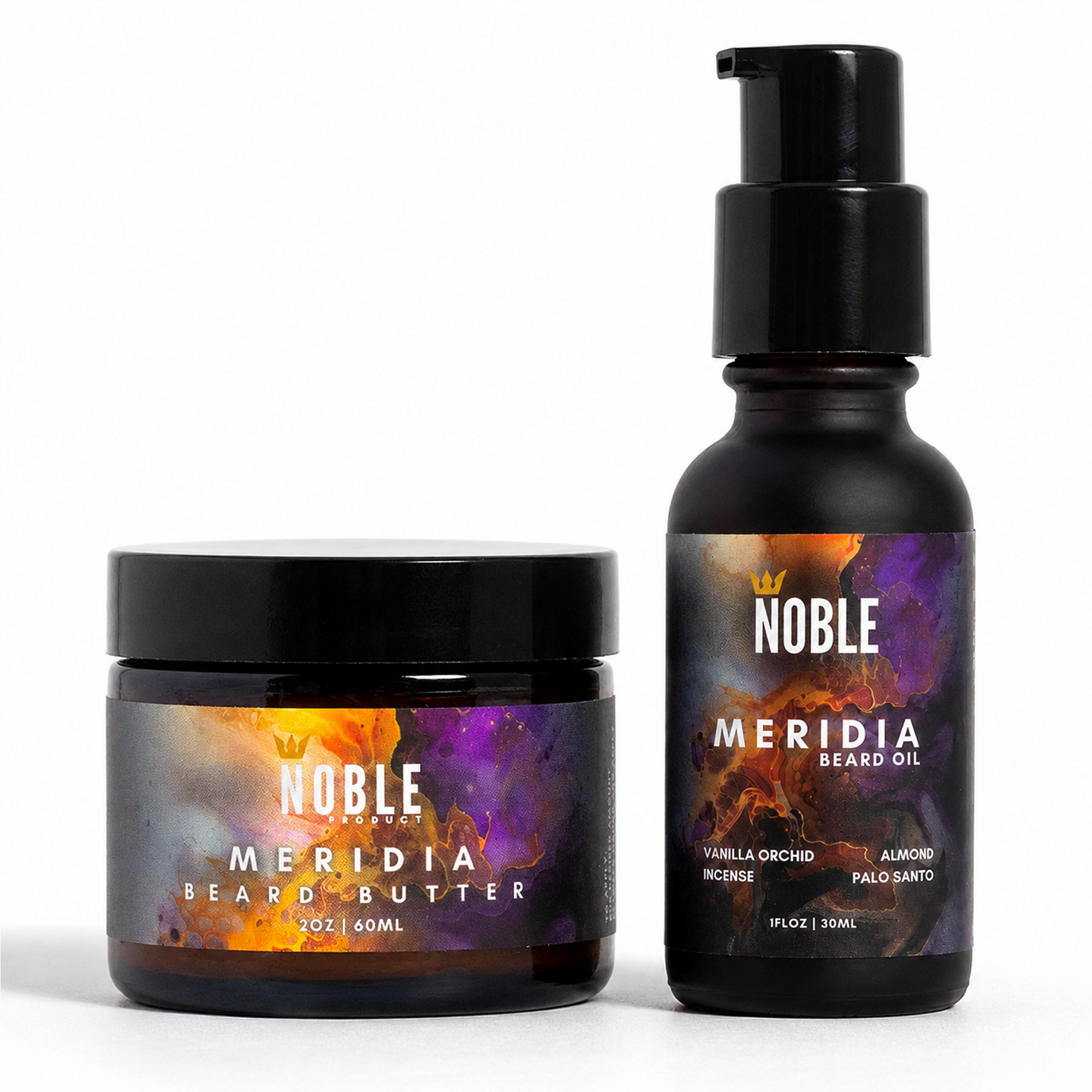 Meridia Beard Care Combo | Conditioning | Vanilla Orchid & Palo Santo | Butter & Oil Set