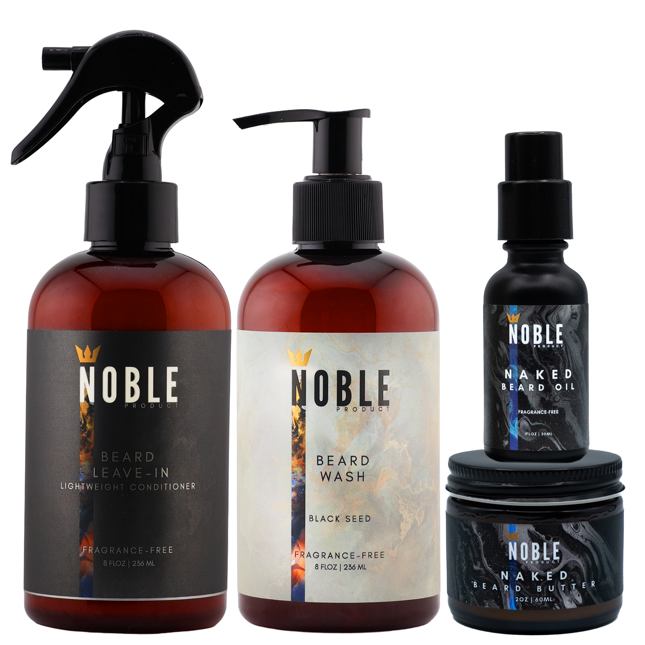 Noble Naked Beard Care System – Complete Fragrance-Free Routine