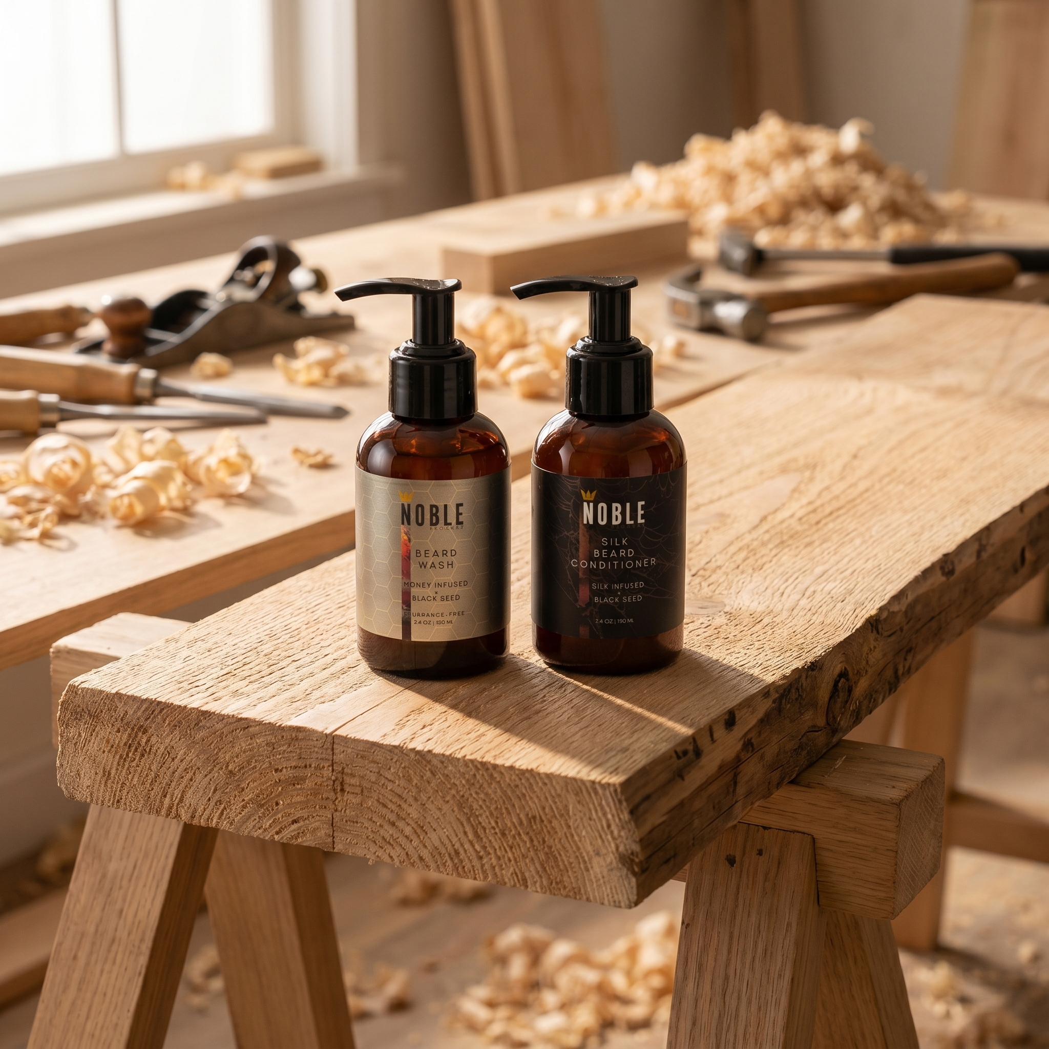 BEARD WASH & SILK CONDITIONER TRAVEL COMBO | REVITALIZING CARE | HONEY & SILK INFUSED | 3.4 OZ EACH