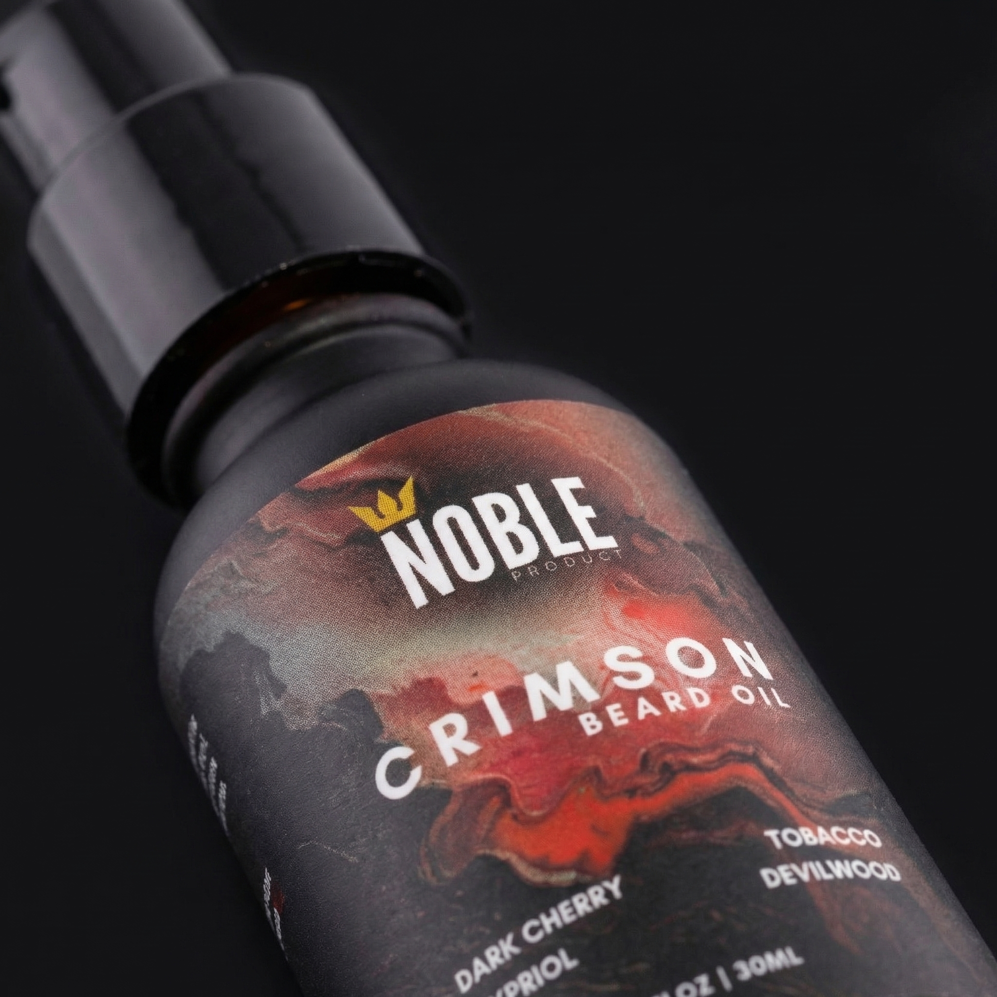 Crimson Beard Oil | 1 oz Lightweight Beard Oil | Dark Cherry Tobacco Cypriol Devilwood