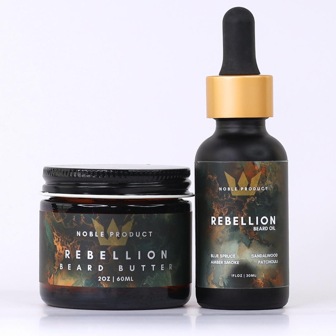 Rebellion Beard Care Combo | Bold Beard Oil + Beard Butter – Patchouli, Amber Smoke & Sandalwood