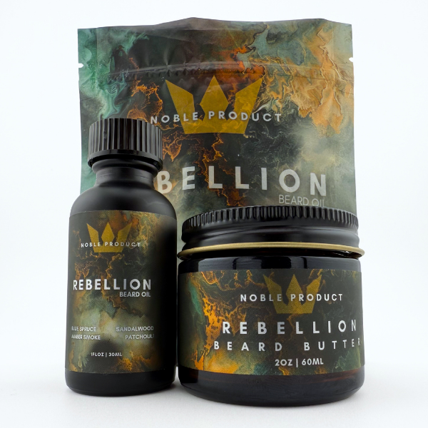 Rebellion Beard Care Set | Bold Beard Oil + Beard Butter – Patchouli, Amber Smoke & Sandalwood