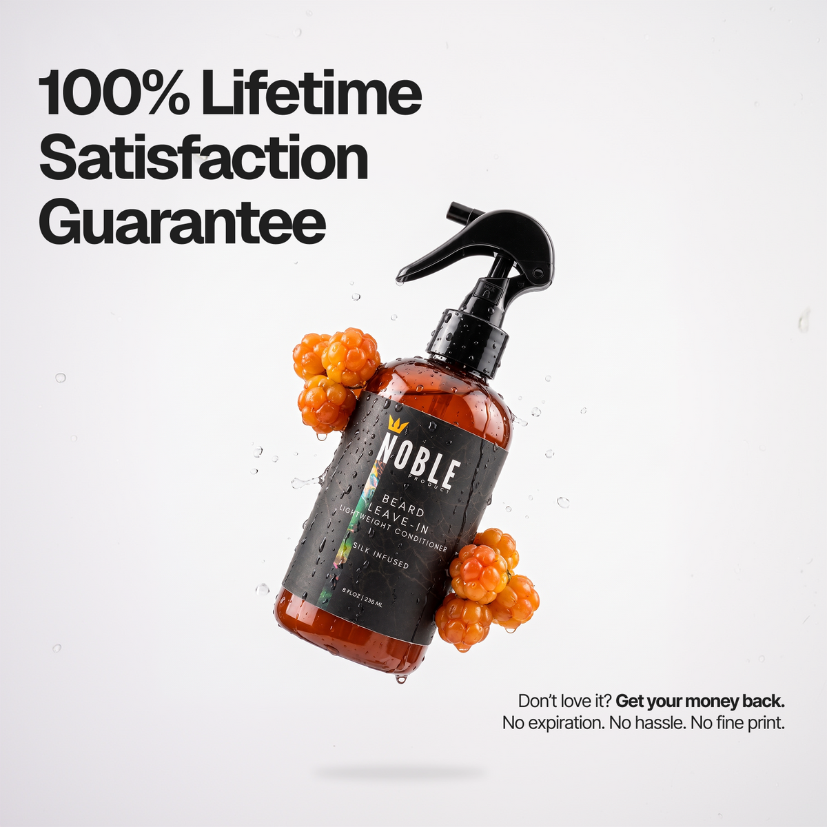 Fragrance-Free Leave-In Beard Conditioner Spray | Cloudberry + Silk Amino Acids | 8 oz
