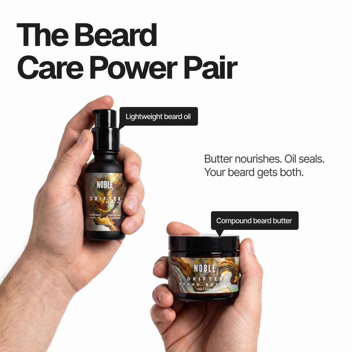 Drifter Beard Care Combo | Conditioning | Vanilla Bean, Tobacco Flower & Ginger Spice | Butter & Oil Set
