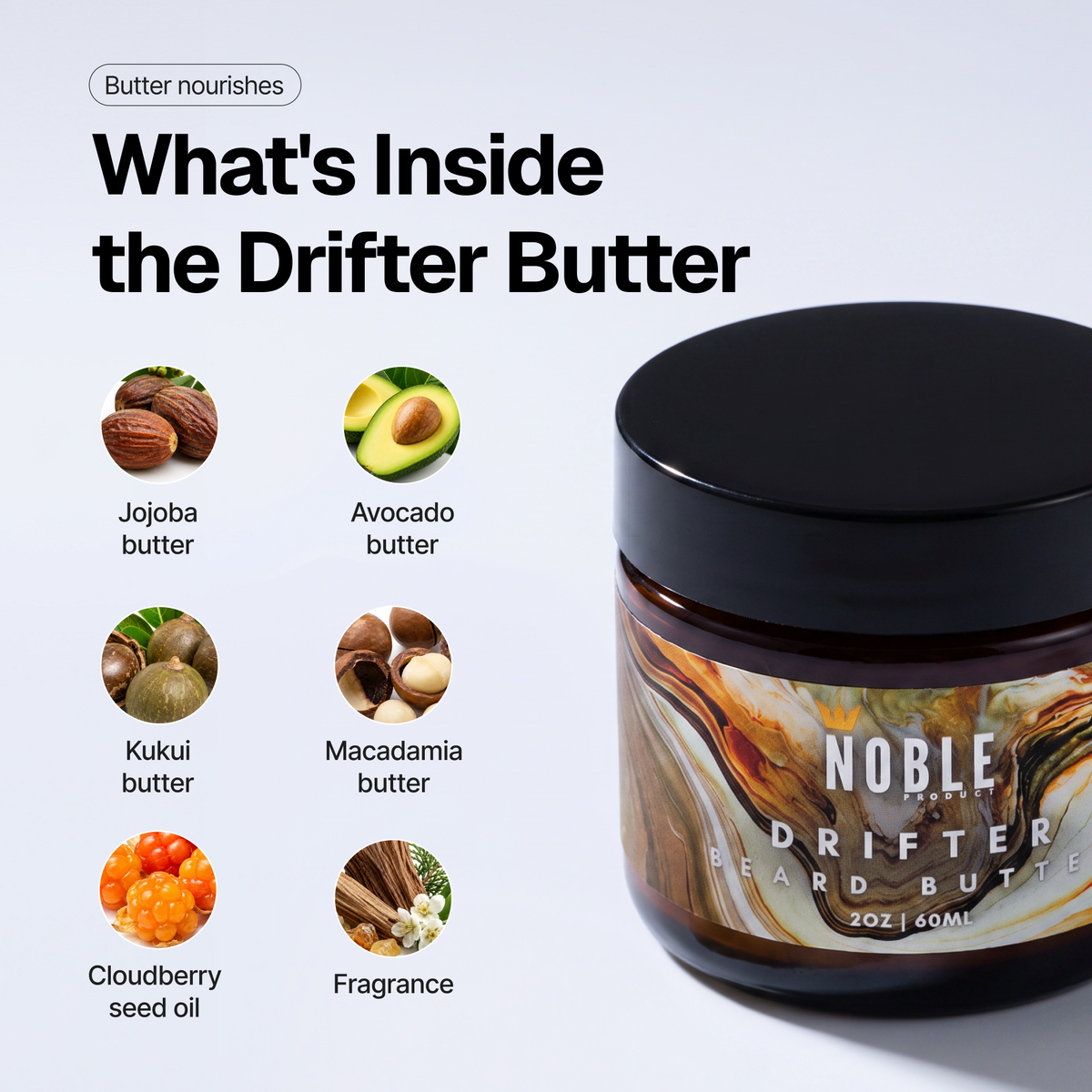 Drifter Beard Butter | Conditioning | Vanilla Bean, Tobacco Flower & Ginger Spice | 2oz