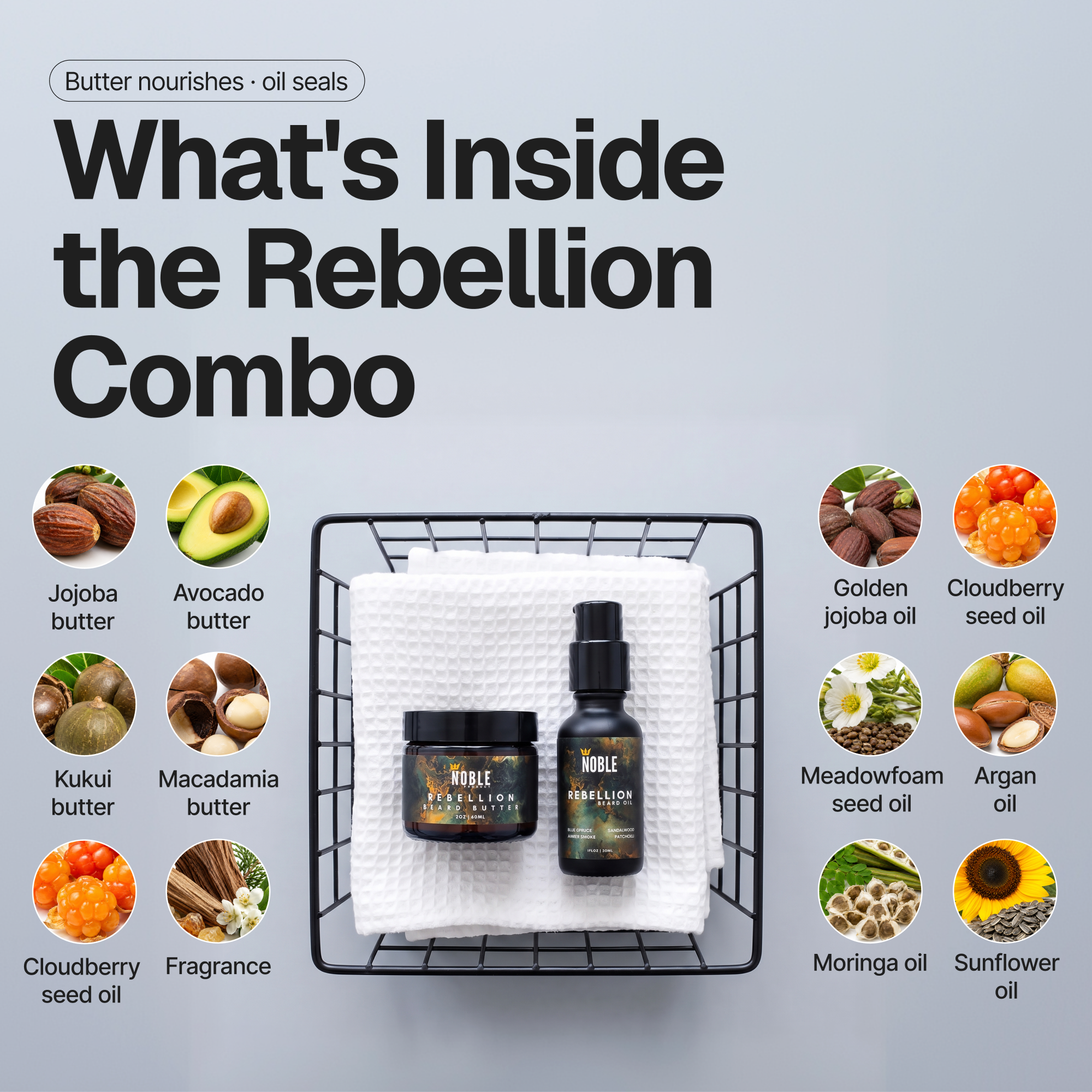 Rebellion Beard Care Combo | Conditioning | Smoky Oud & Cedar | Butter & Oil Set