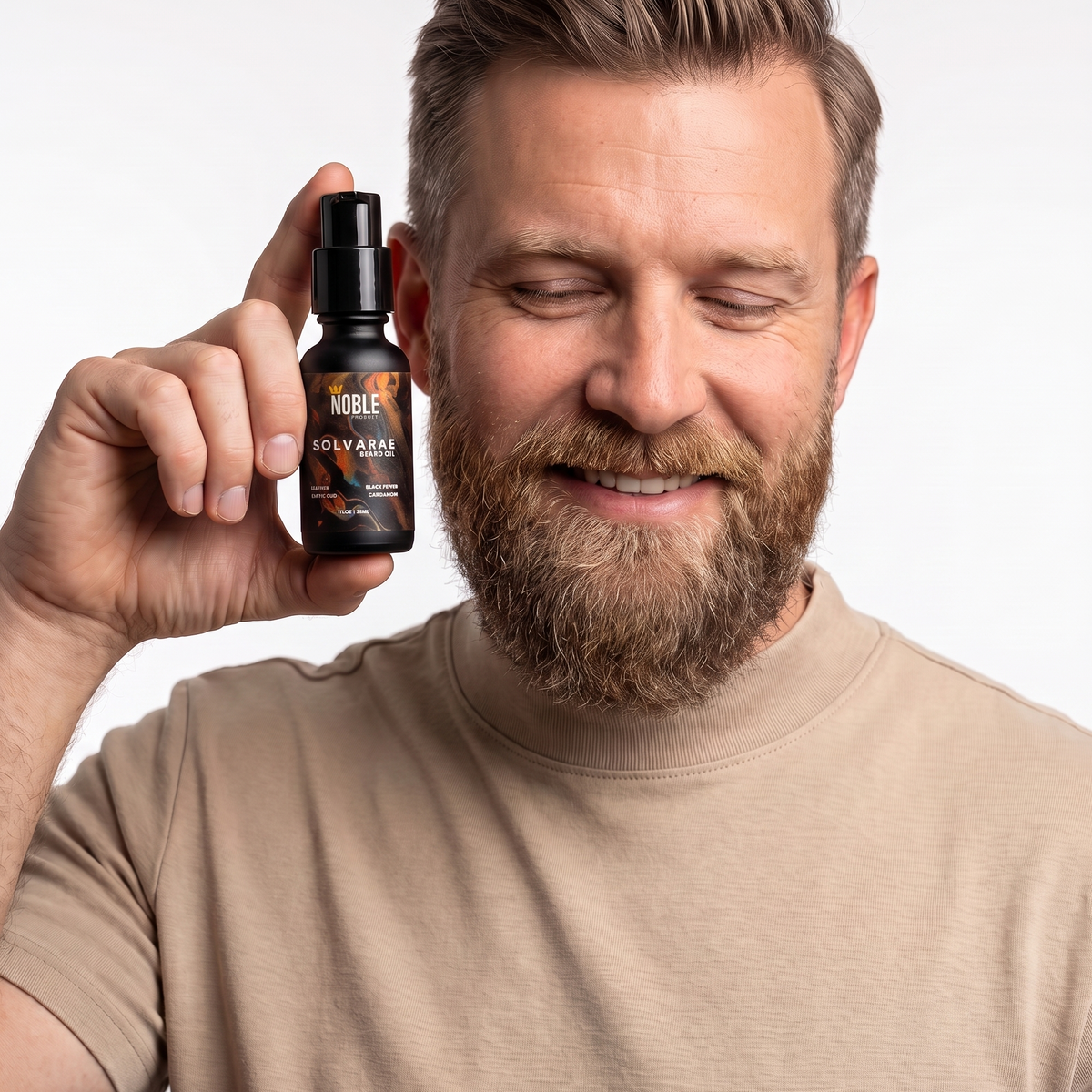 Solvarae Beard Oil | 1 oz Lightweight Beard Oil | Leather, Black Pepper, Exotic Oud & Cardamom