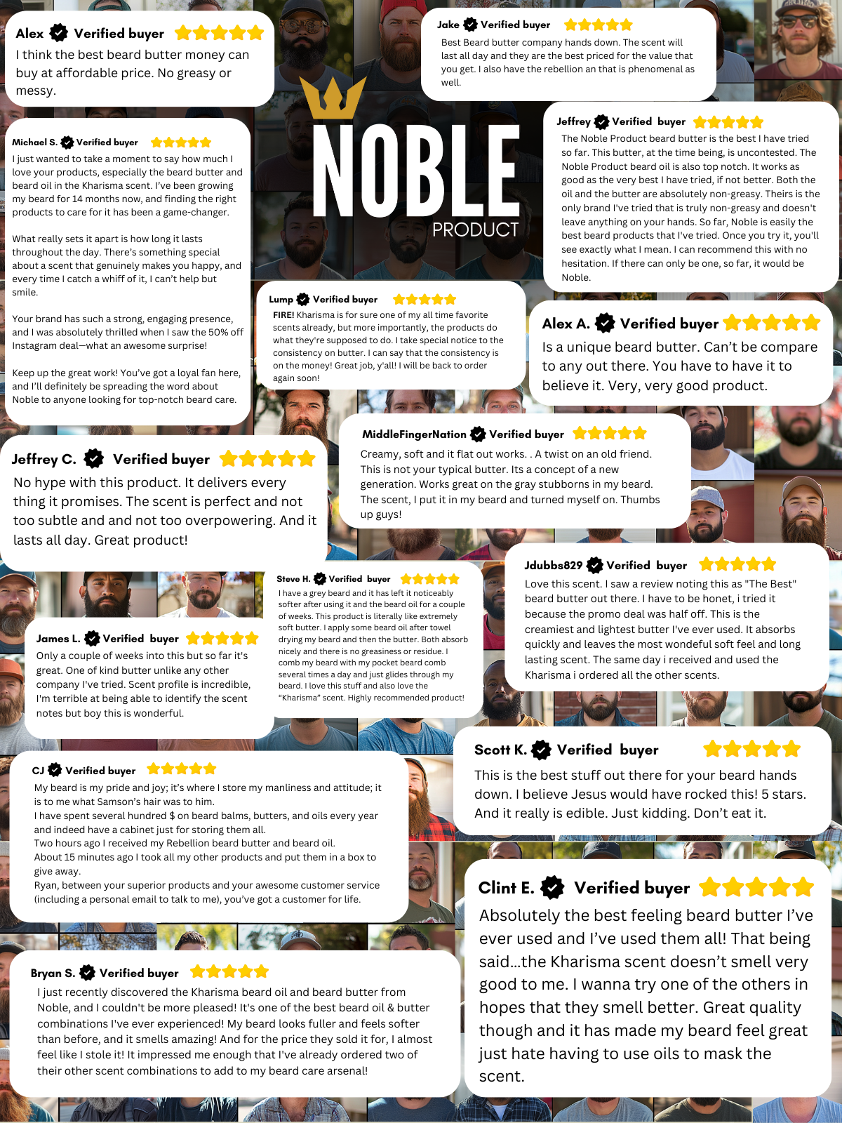 Noble Beard Butter Sampler | 4 Scented Minis – Kharisma, Meridia, Rebellion, Saintwood (0.5 oz Each)