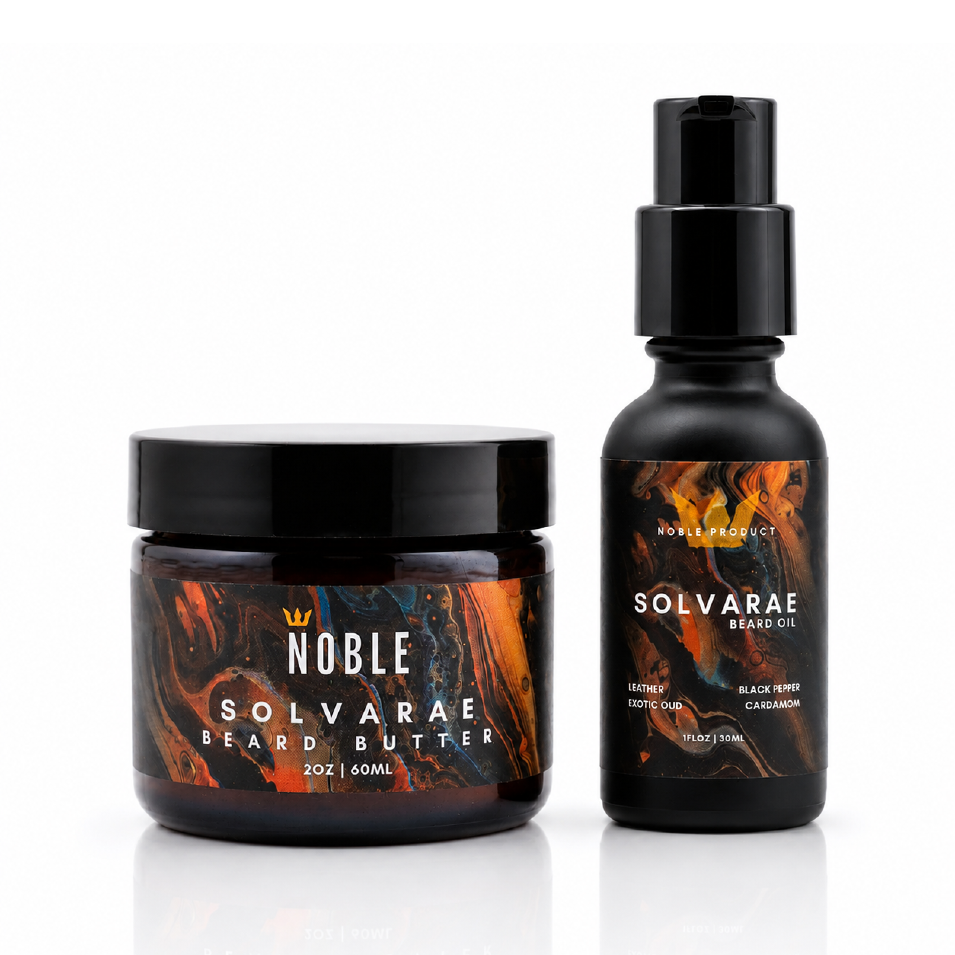 SOLVARAE BEARD BUTTER & BEARD OIL COMBO | LEATHER, BLACK PEPPER, CARDAMOM & EXOTIC OUD