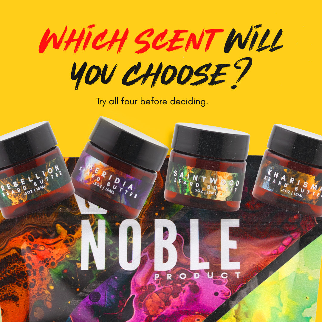 Noble Beard Butter Sampler | 4 Scented Minis – Kharisma, Meridia, Rebellion, Saintwood (0.5 oz Each)