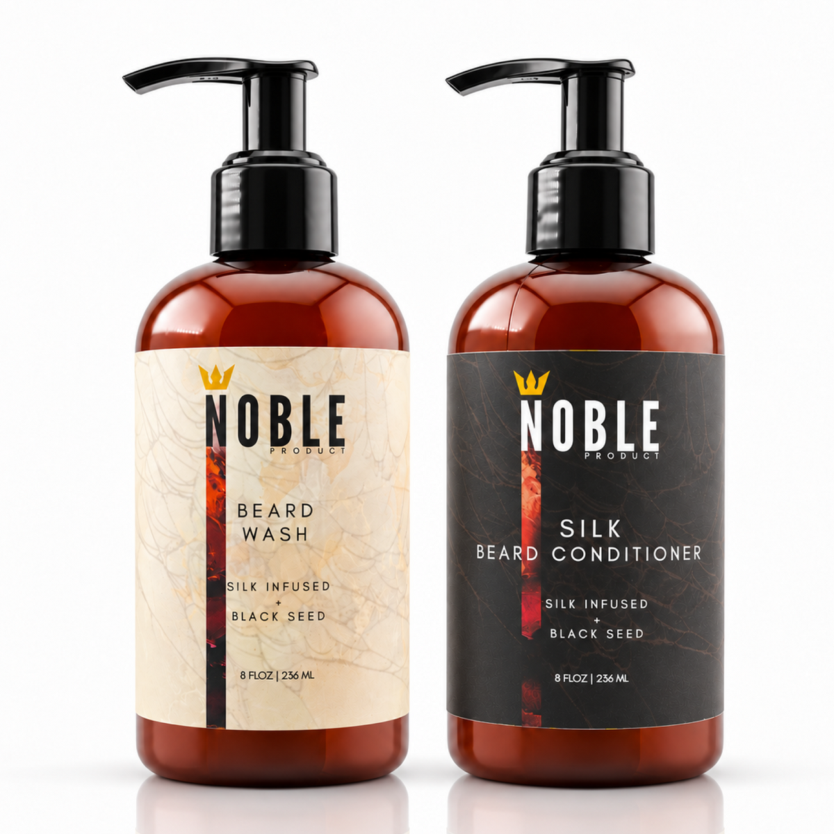 Beard Wash & Silk Beard Conditioner Combo | Cleanse + Condition | 8 oz Each