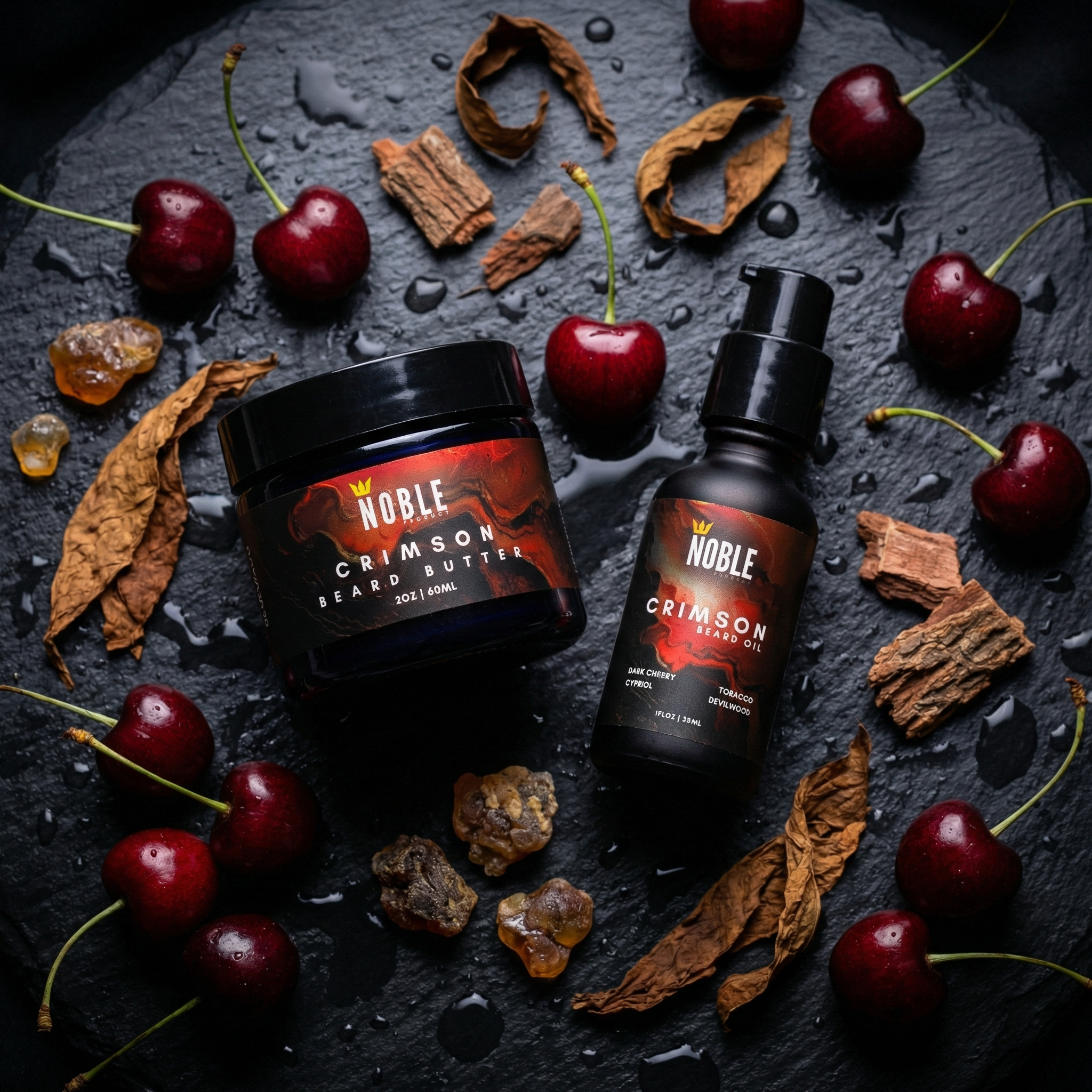 Noble Crimson beard butter and oil