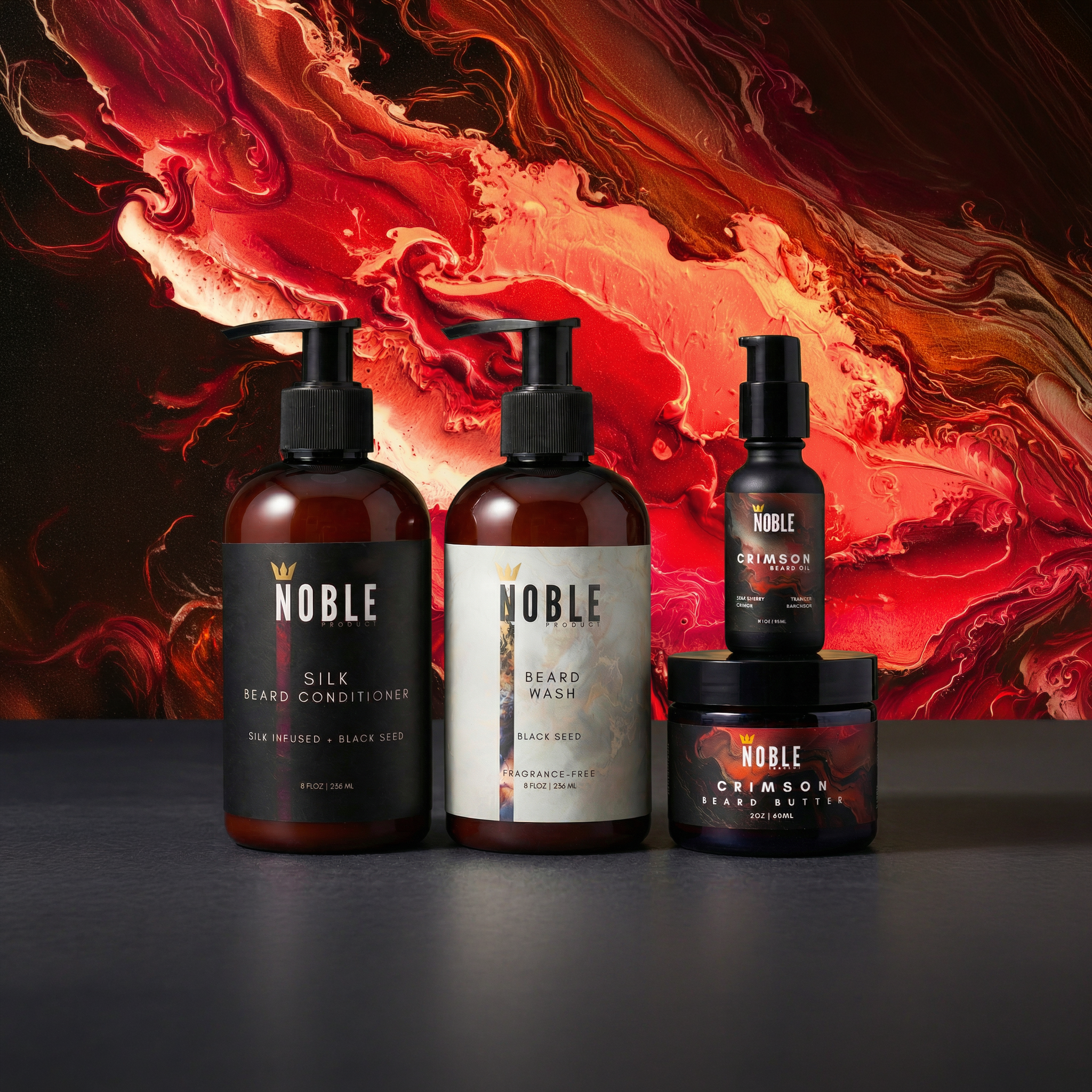 CRIMSON BEARD CARE SYSTEM | Deep Conditioning | Dark Cherry & Tobacco | 4-Piece Set