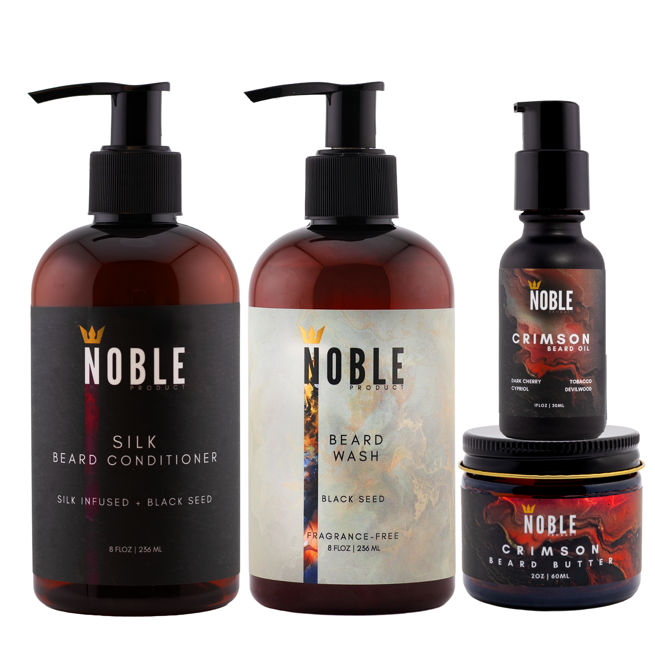 CRIMSON BEARD CARE SYSTEM | Deep Conditioning | Dark Cherry & Tobacco | 4-Piece Set