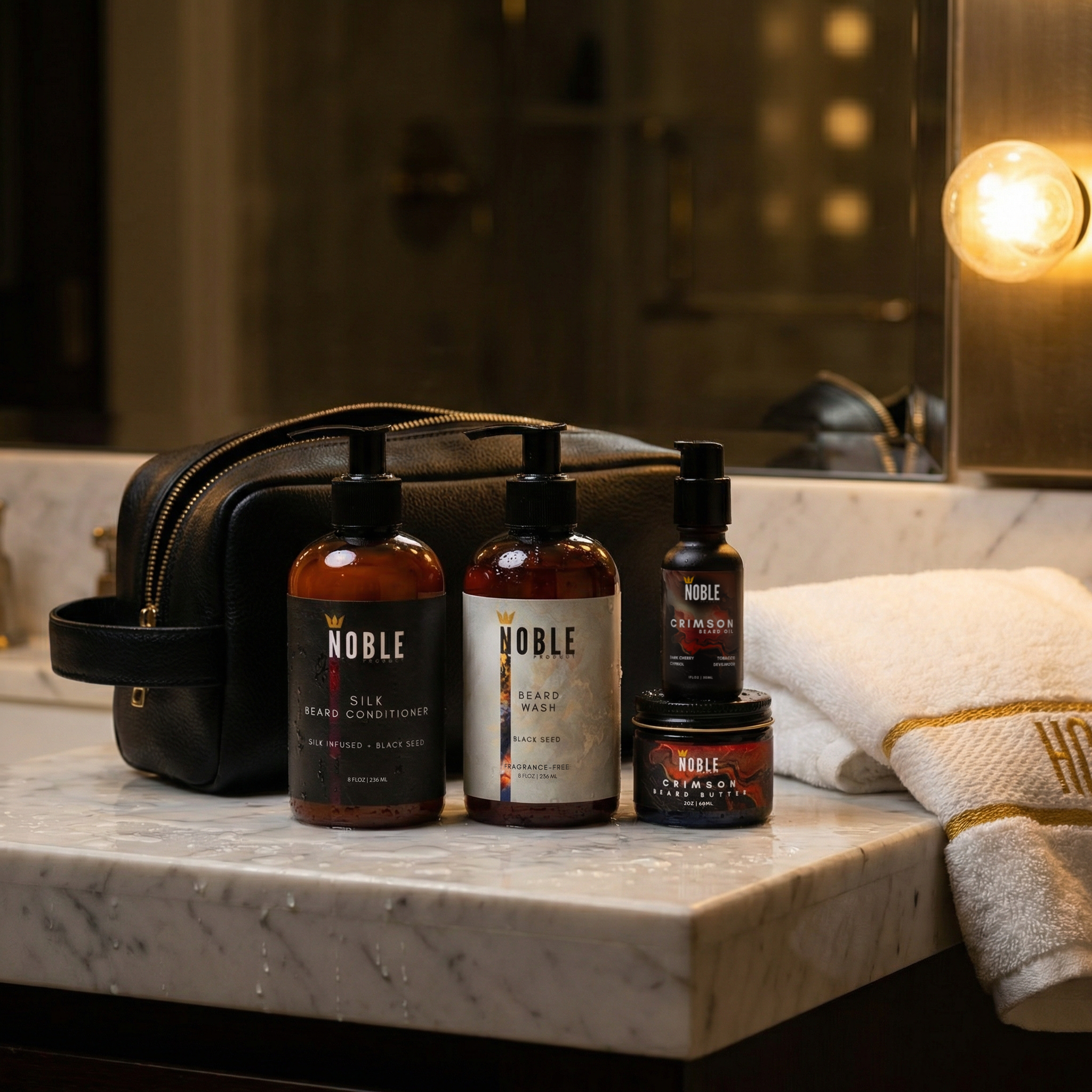 CRIMSON BEARD CARE SYSTEM | Deep Conditioning | Dark Cherry & Tobacco | 4-Piece Set