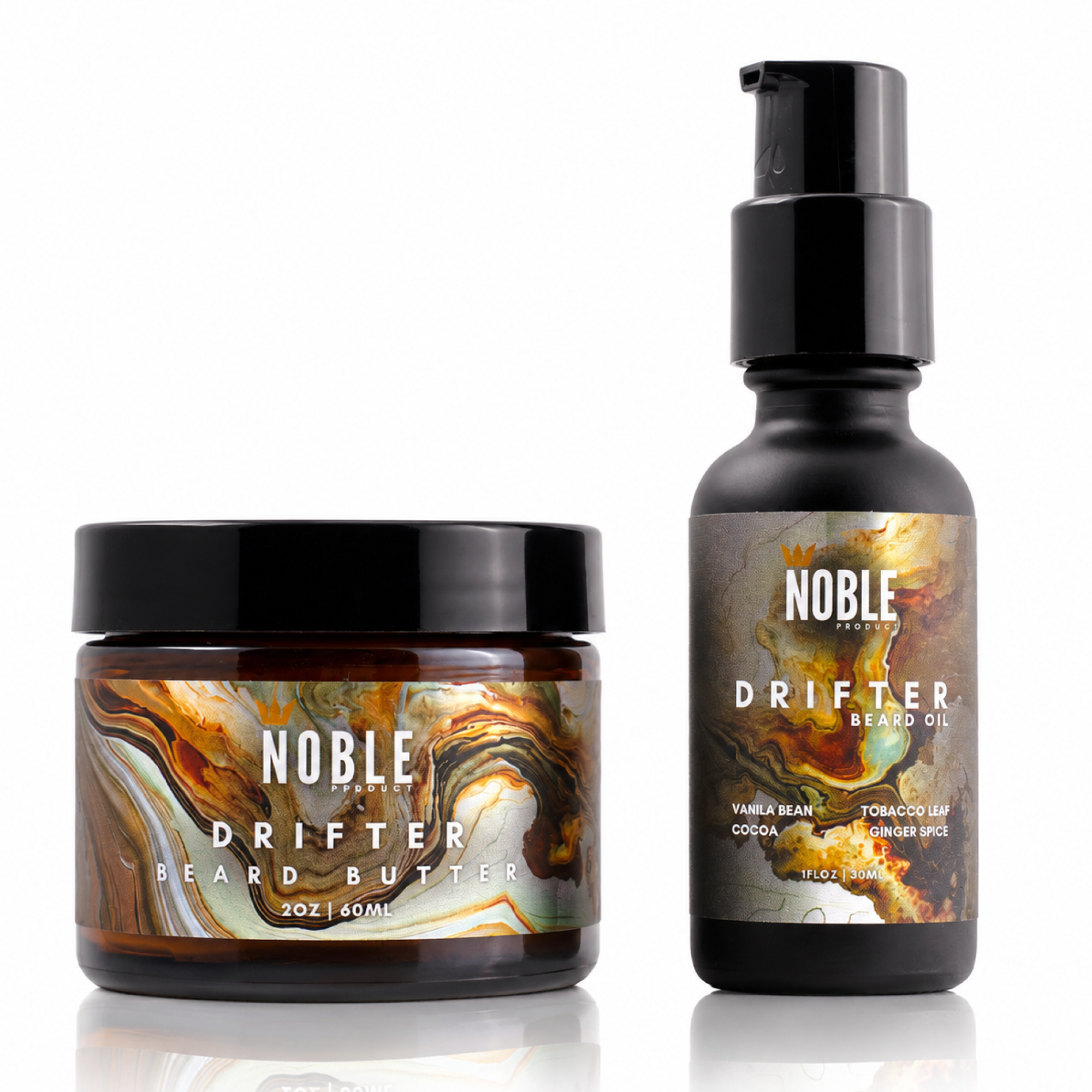 Drifter Beard Care Combo | Conditioning | Vanilla Bean, Tobacco Flower & Ginger Spice | Butter & Oil Set