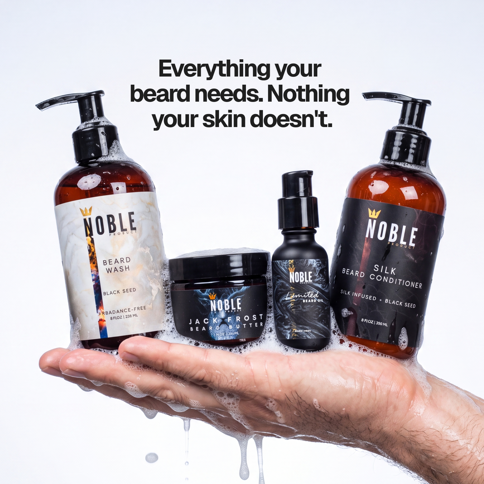 Jack Frost Beard Butter, Combo, and Beardcare System | Hickory, Suede & Peppermint | Noble Product Co.