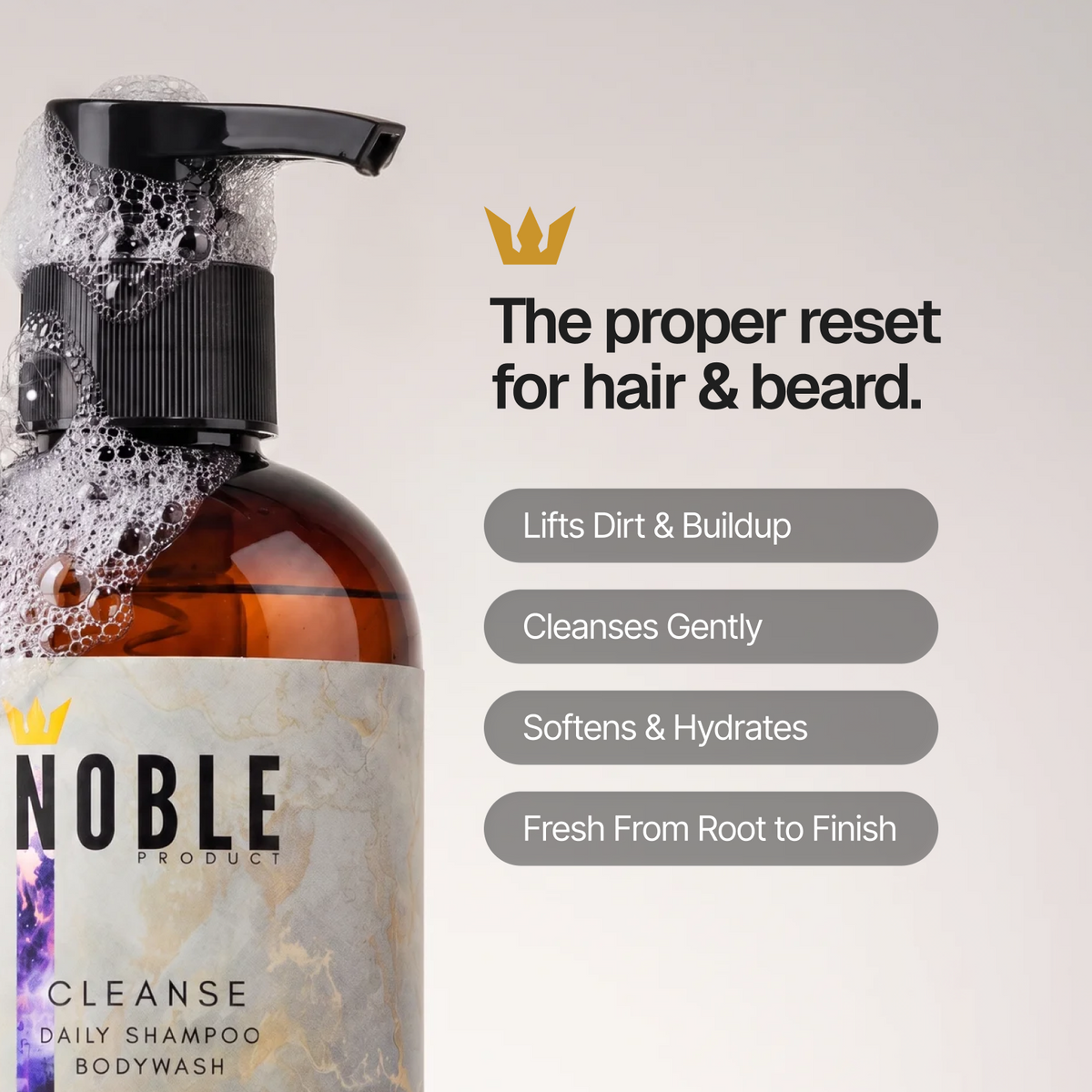 Cleanse Sea Moss Shampoo product detail graphic | Noble Product Co.