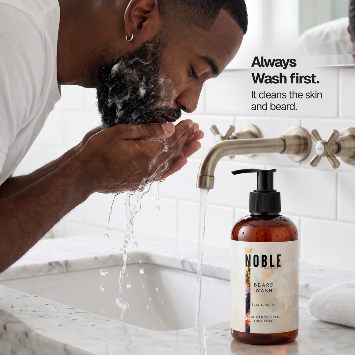 Fragrance-Free Beard Wash | Cloudberry + Silk Amino Acids | 8 oz