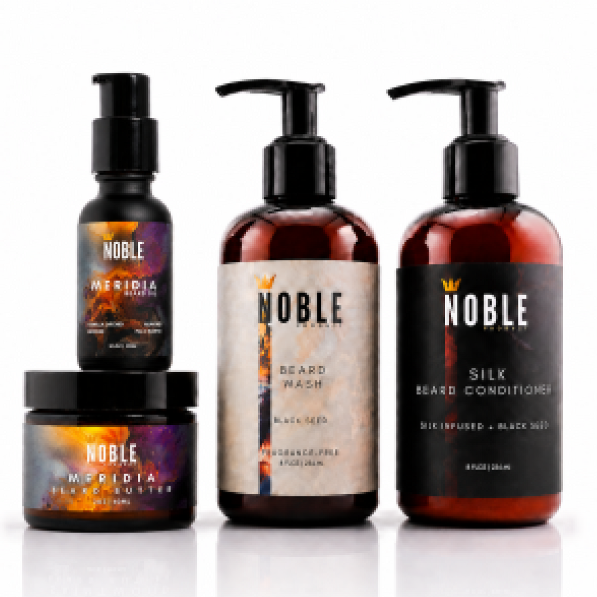 MERIDIA BEARD CARE SYSTEM | VANILLA ORCHID, ALMOND & PALO SANTO | 4-Piece Set