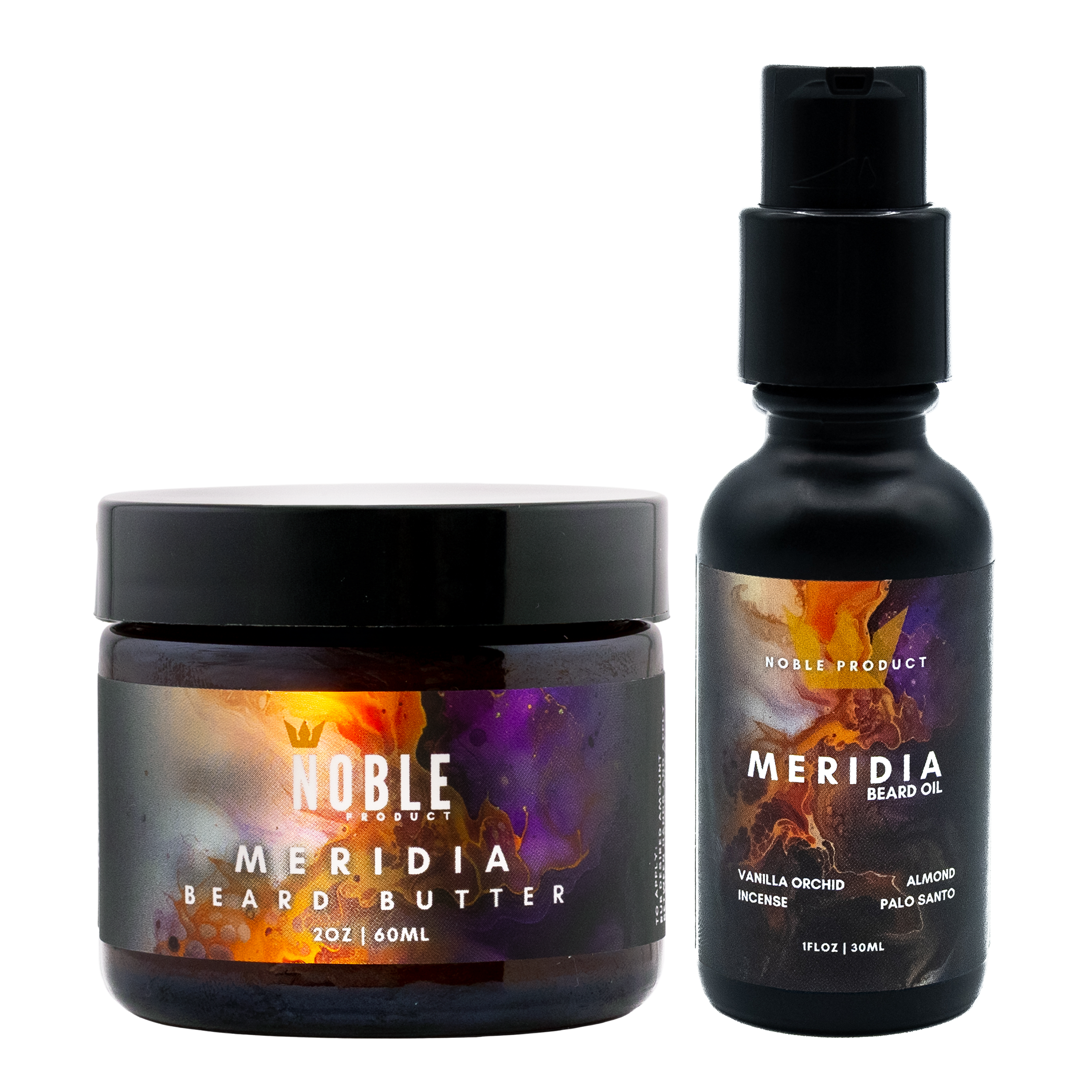 MERIDIA BEARD CARE COMBO | Conditioning | Vanilla Orchid & Palo Santo | Butter & Oil Set