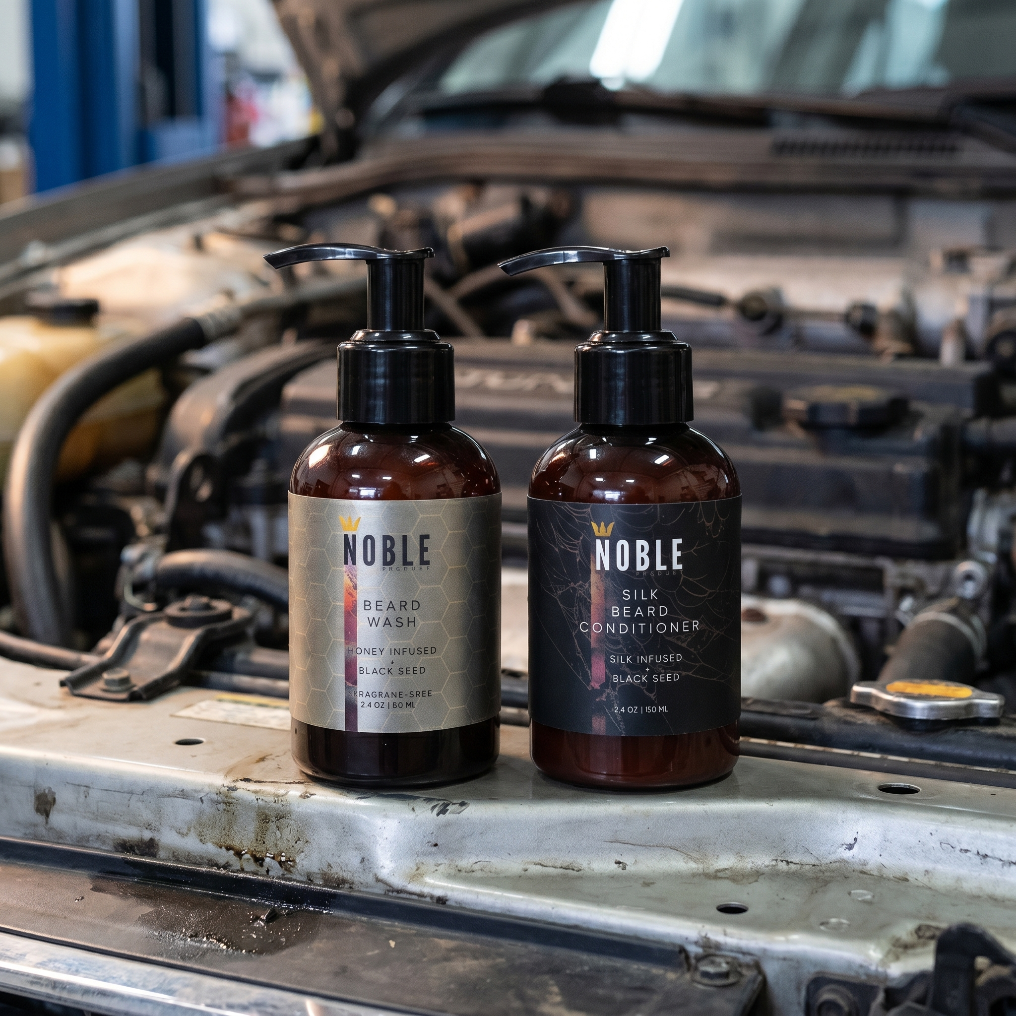 BEARD WASH & SILK CONDITIONER TRAVEL COMBO | REVITALIZING CARE | HONEY & SILK INFUSED | 3.4 OZ EACH