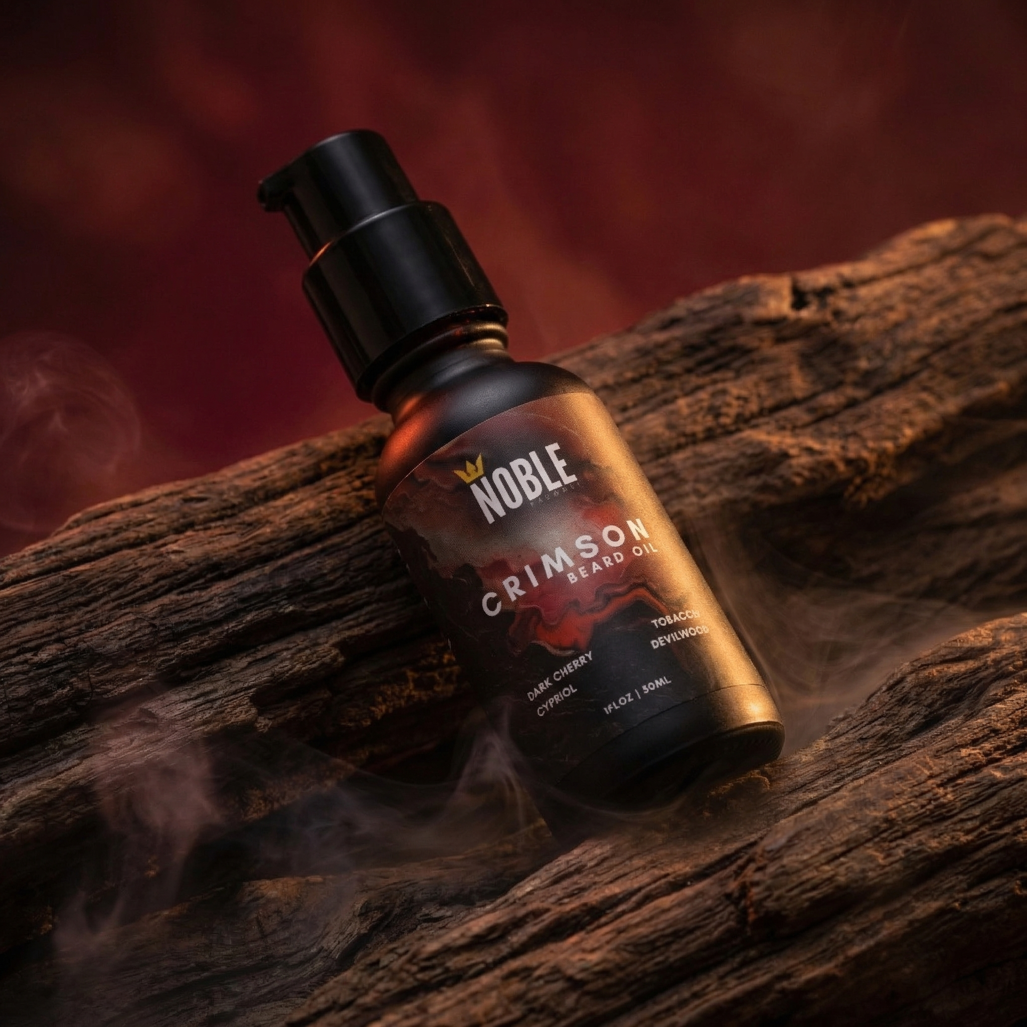 Crimson Beard Care Combo | 2 oz Beard Butter and 1 oz Beard Oil Set | Dark Cherry Tobacco Cypriol Devilwood