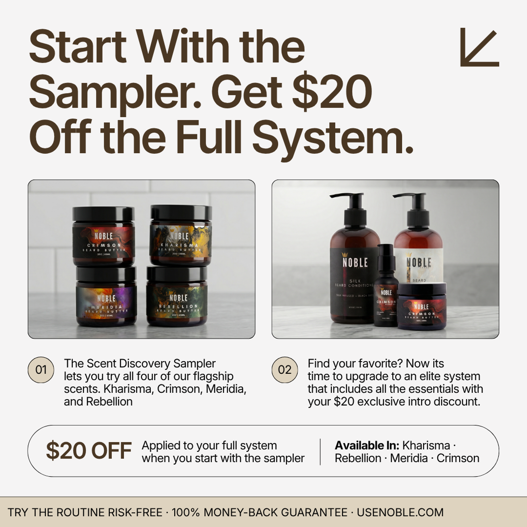 Noble Scent Discovery Sampler beside the full system, with $20 off offer for upgrading.