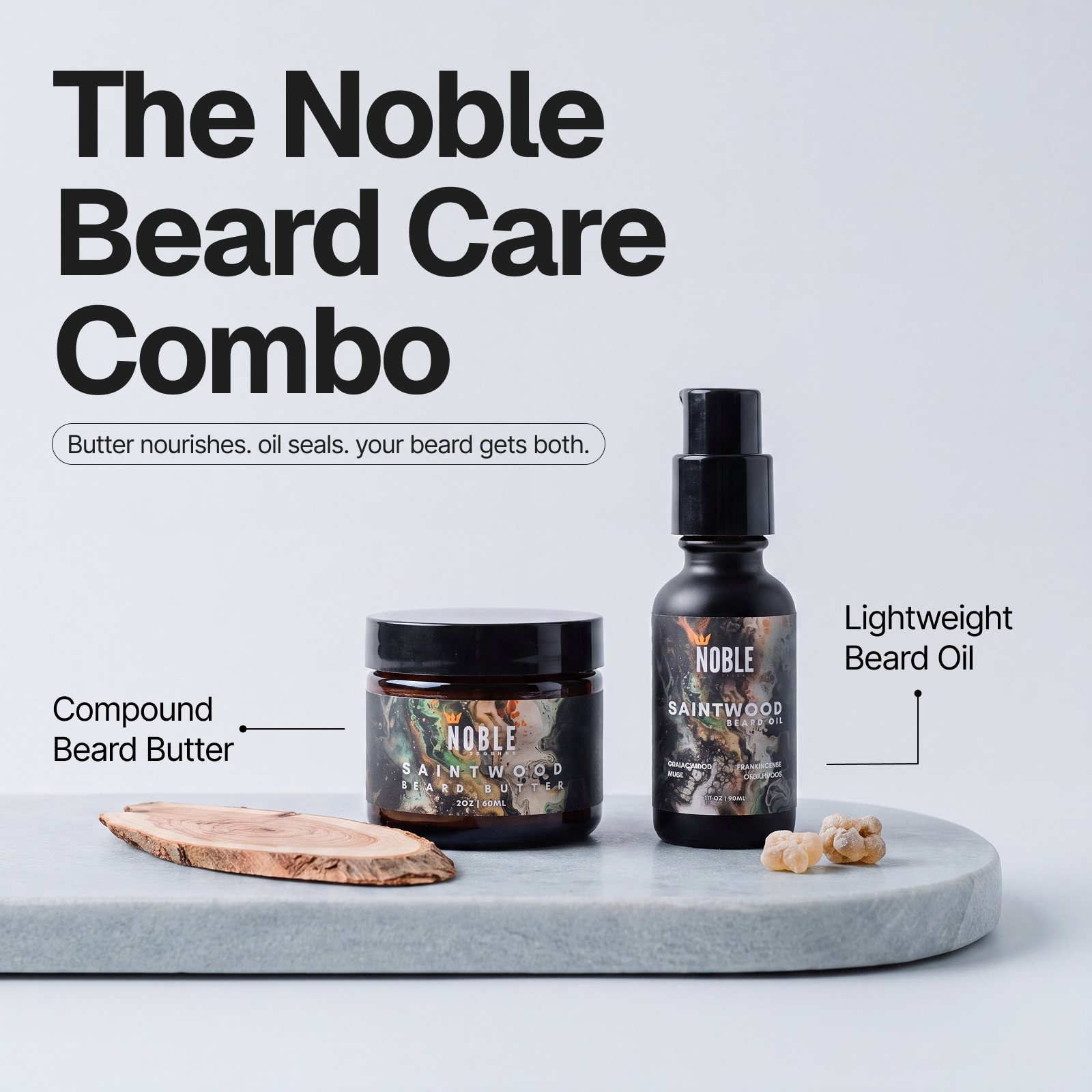 SAINTWOOD BEARD CARE COMBO | Conditioning | Sandalwood & Amber | Butter & Oil Set
