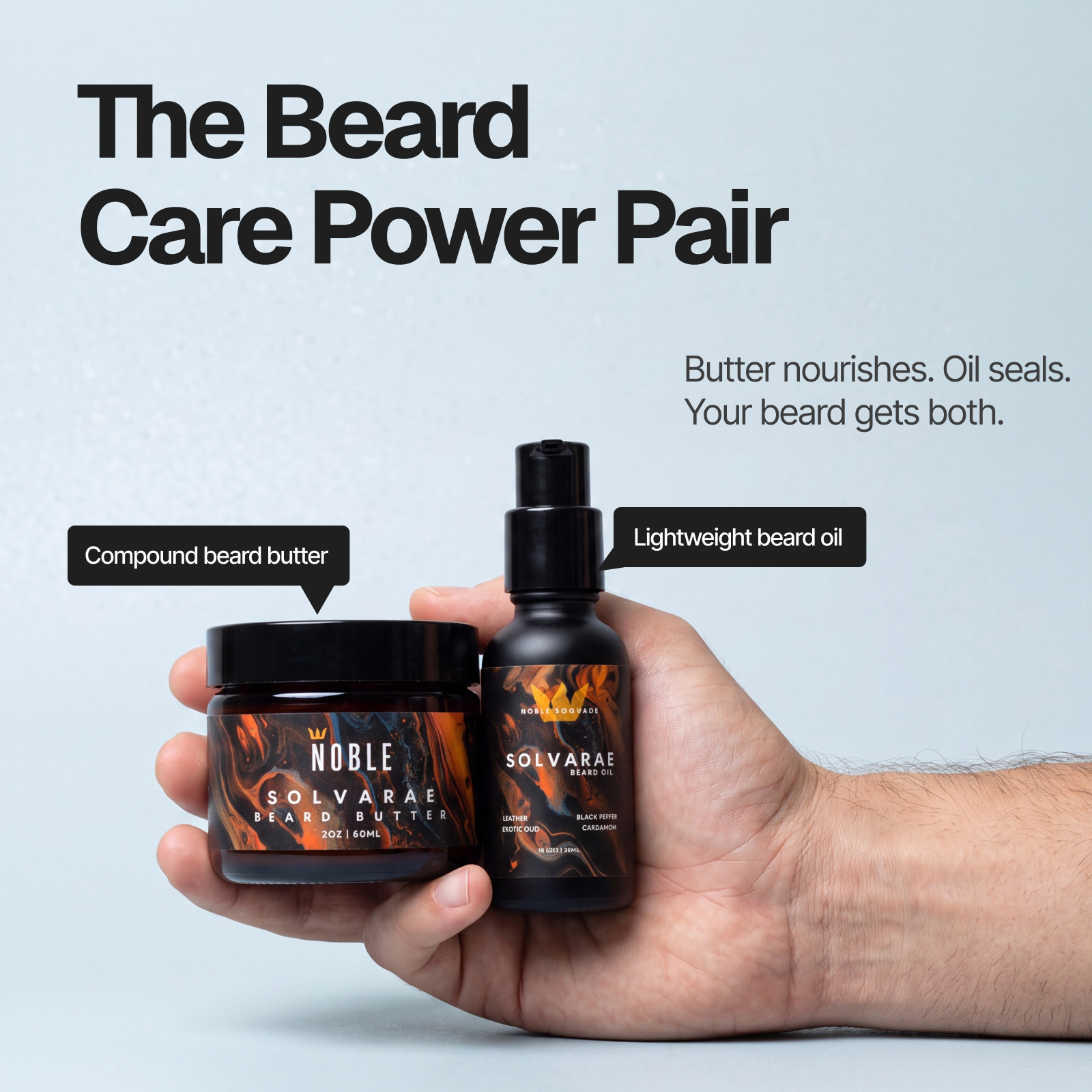 SOLVARAE BEARD CARE SYSTEM | LEATHER, BLACK PEPPER, CARDAMOM & EXOTIC OUD
