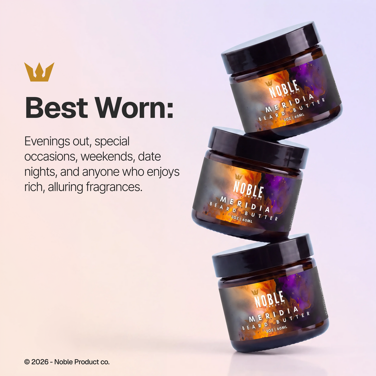 Meridia Beard Butter formula and care information | Noble Product Co.