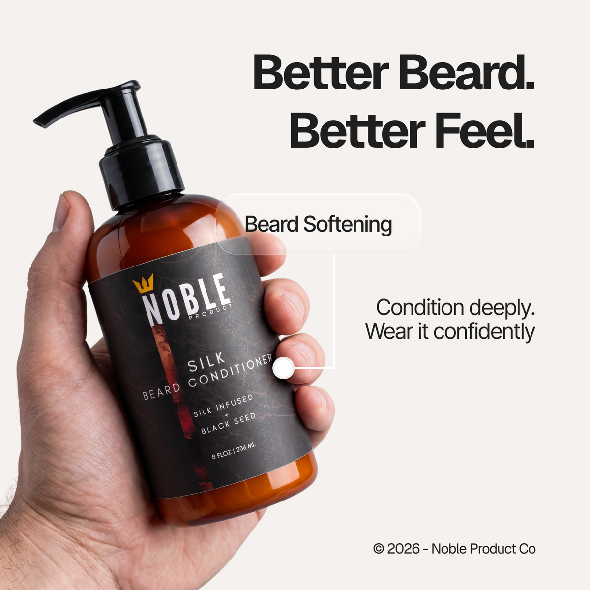 Silk-Infused Beard Conditioner | Deep Conditioning | Silk Amino Acids | 8 oz
