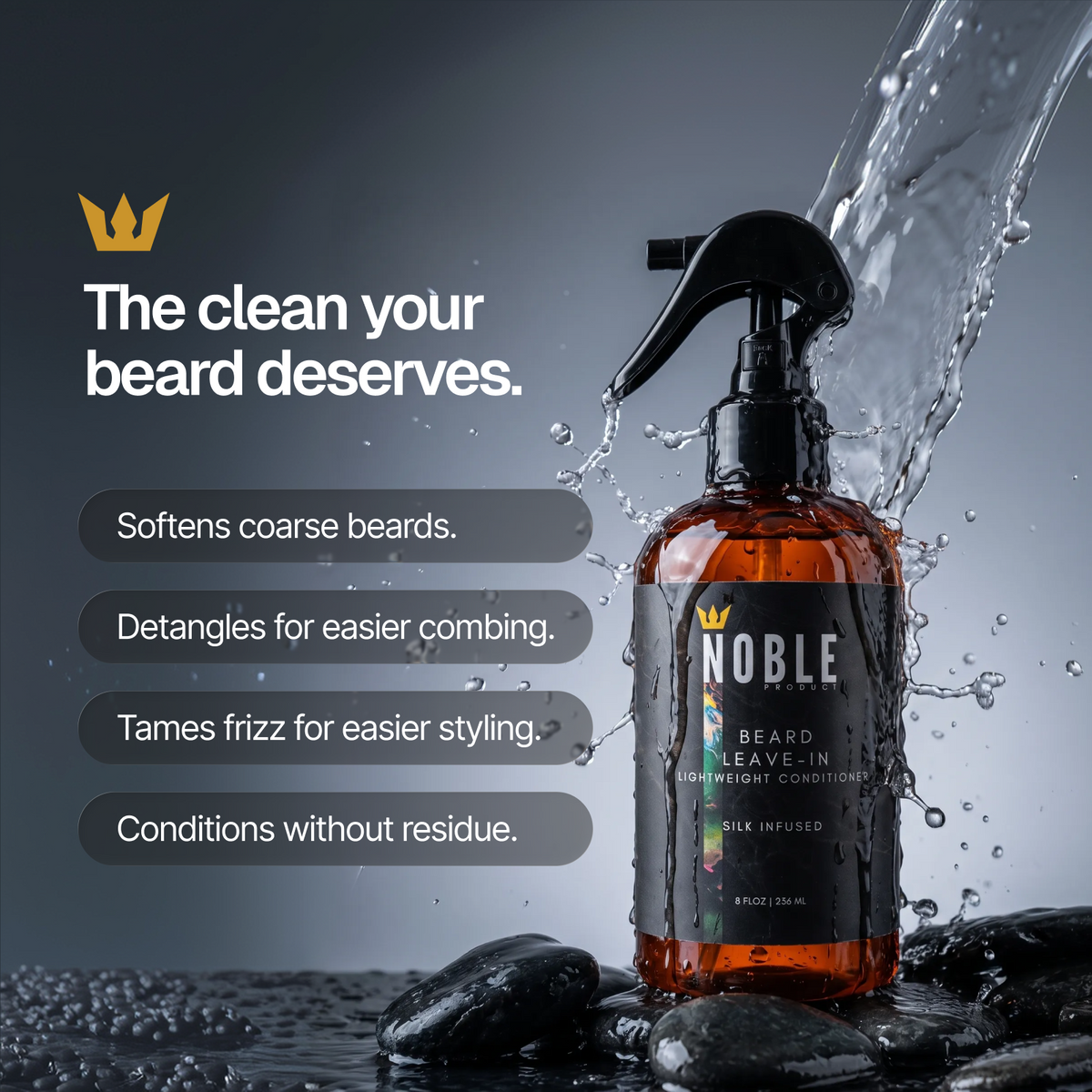 Fragrance-Free Leave-In Beard Conditioner Spray | Cloudberry + Silk Amino Acids | 8 oz