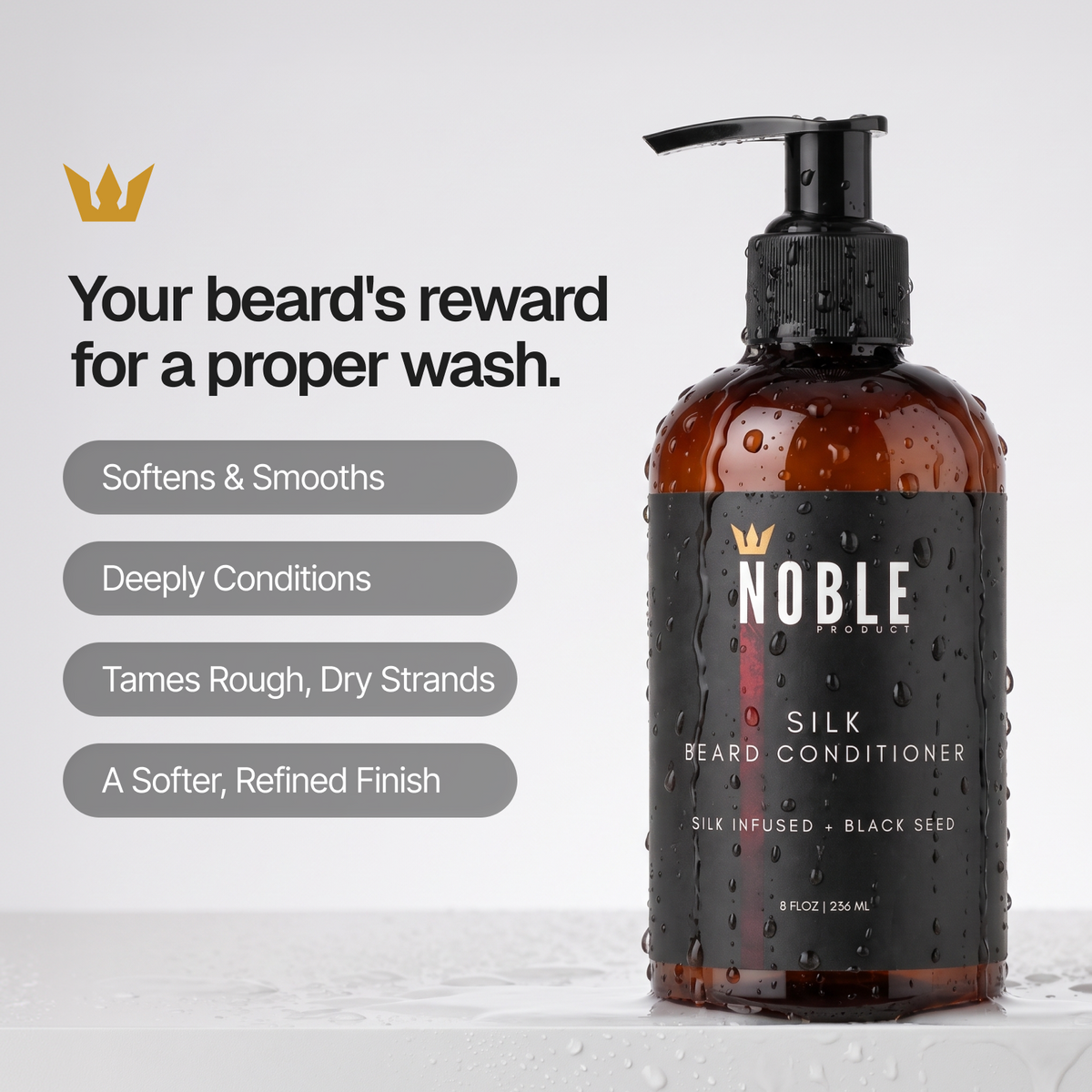 Silk-Infused Beard Conditioner | Deep Conditioning | Silk Amino Acids | 8 oz