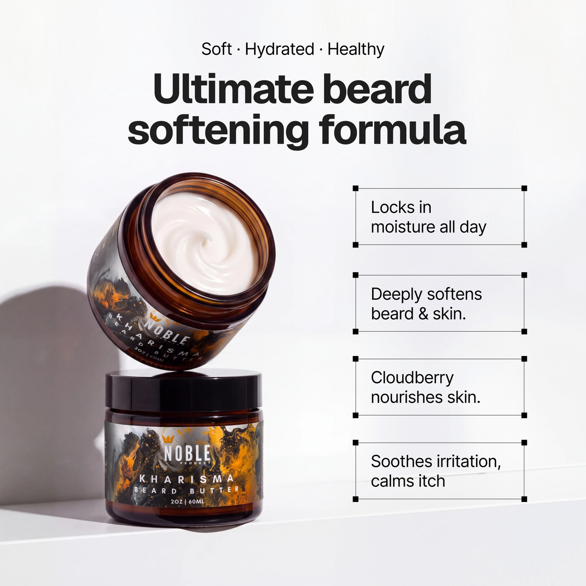 Kharisma Beard Butter product detail graphic | Noble Product Co.