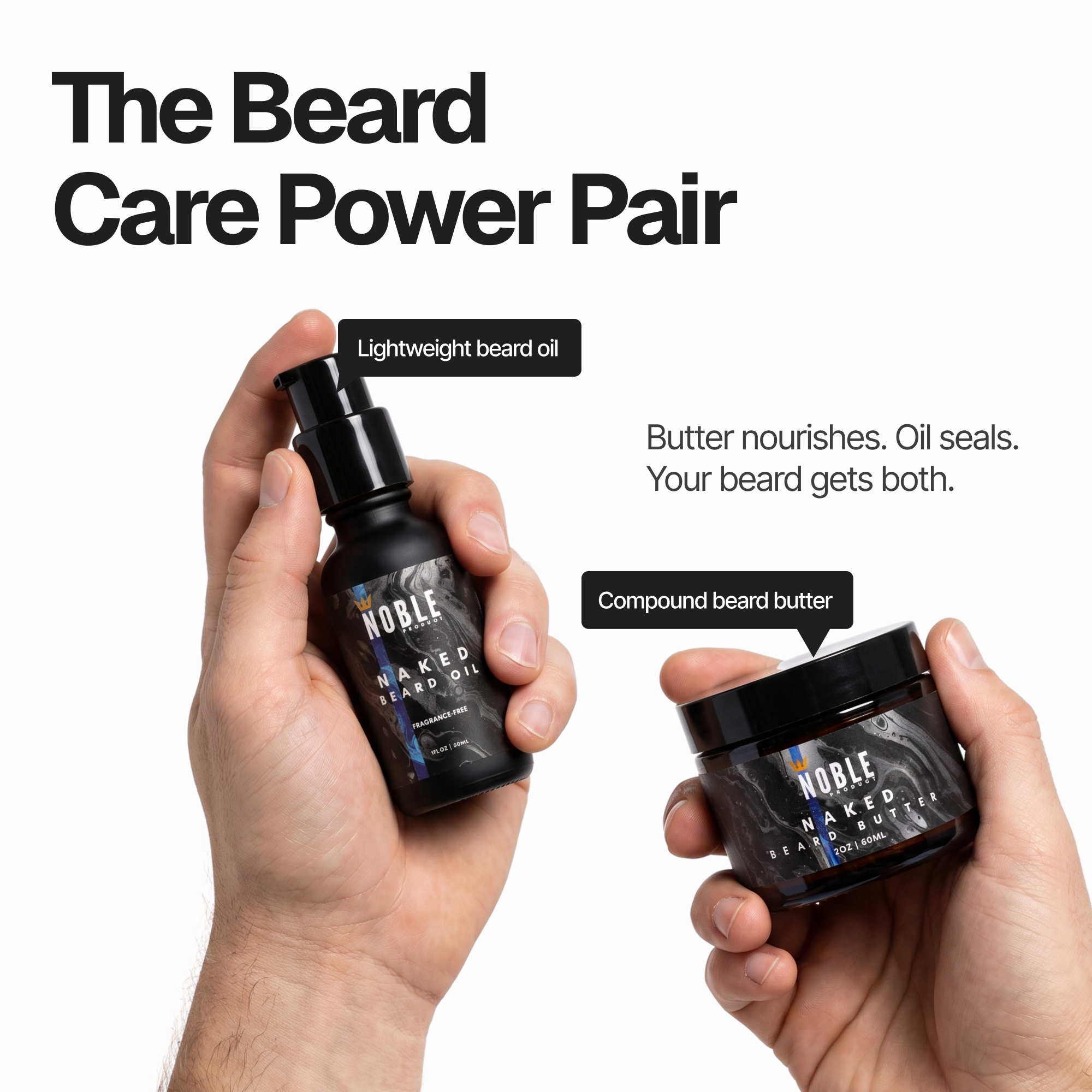 Naked Beard Care Combo | Sensitive Skin | Fragrance-Free | Butter & Oil Set