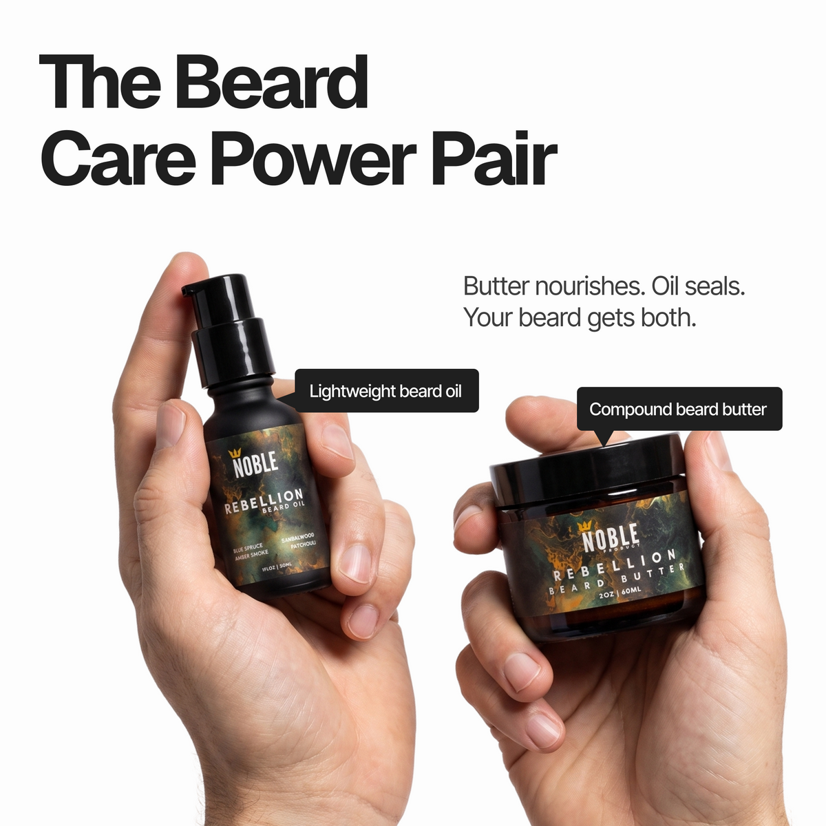 Rebellion Beard Care Combo | Conditioning | Smoky Oud & Cedar | Butter & Oil Set