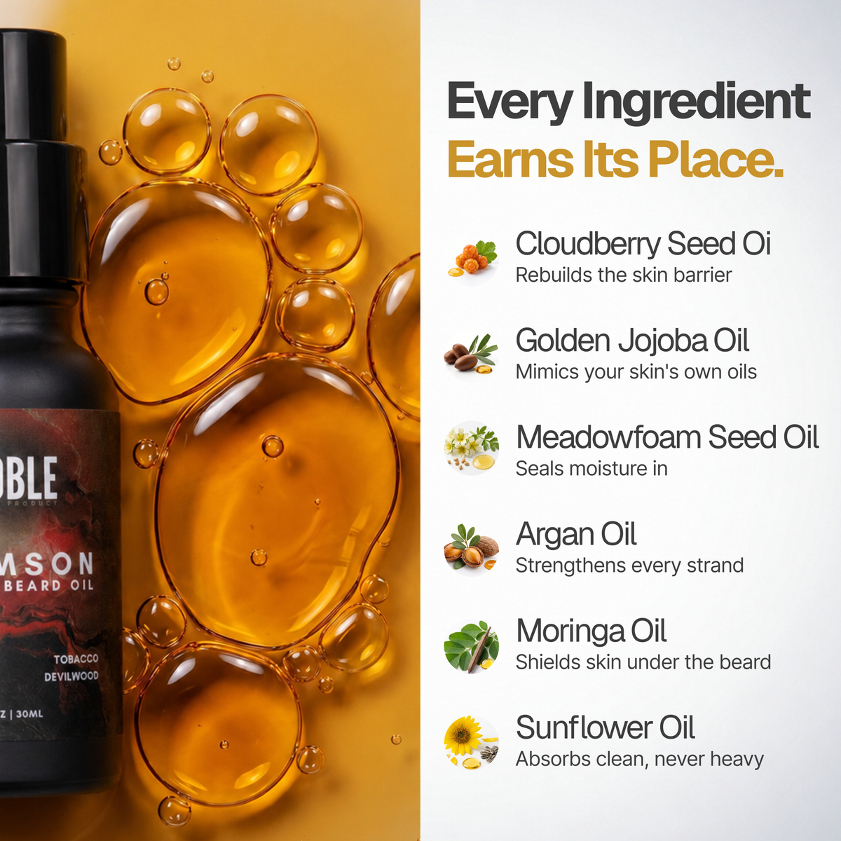 Crimson Beard Oil product features | Noble Product Co.