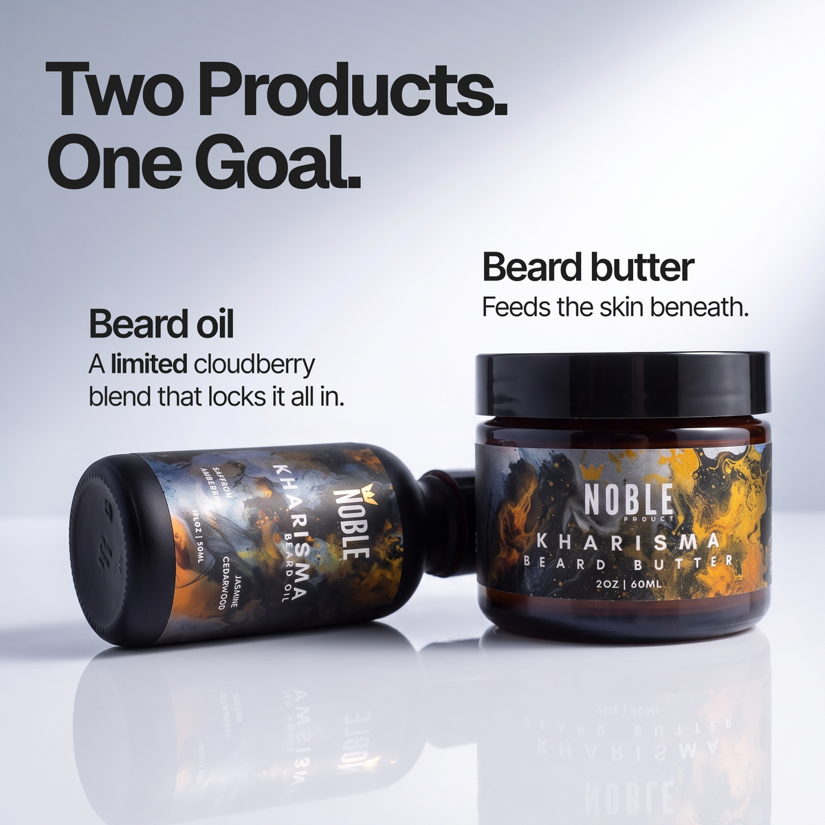 Kharisma Beard Butter and Oil set routine information | Noble Product Co.