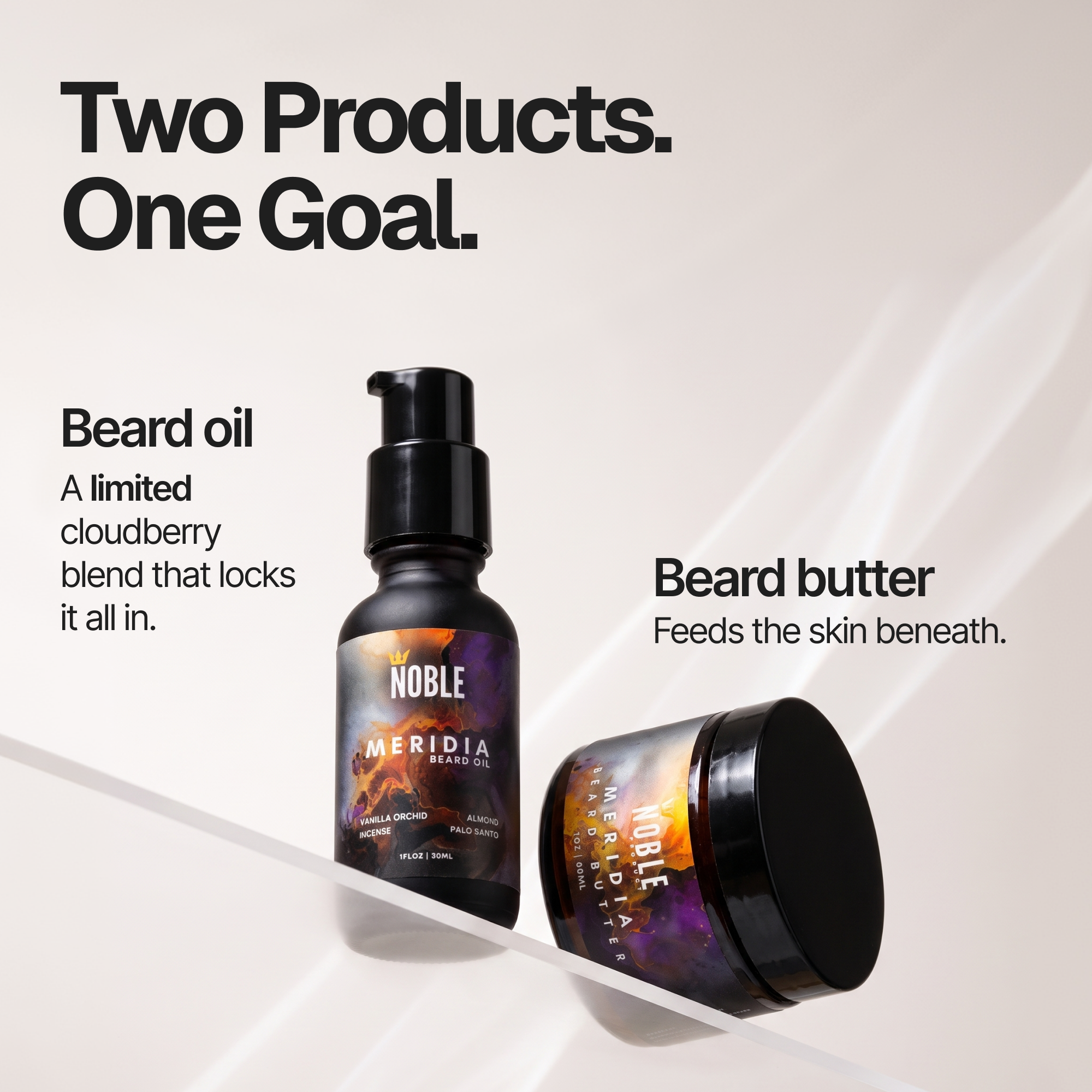 Meridia Beard Care Combo | Conditioning | Vanilla Orchid & Palo Santo | Butter & Oil Set