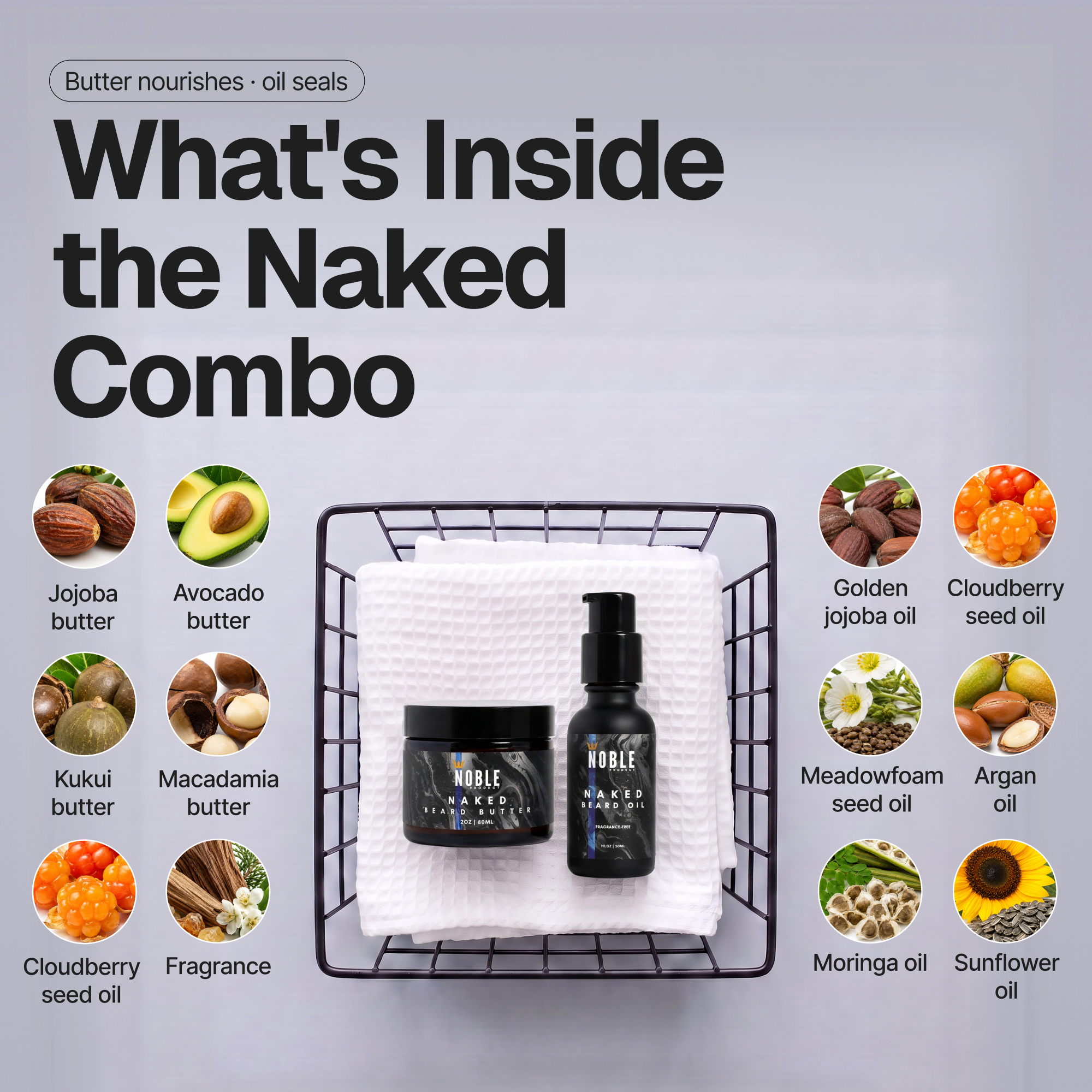 Naked Beard Care Combo | Sensitive Skin | Fragrance-Free | Butter & Oil Set