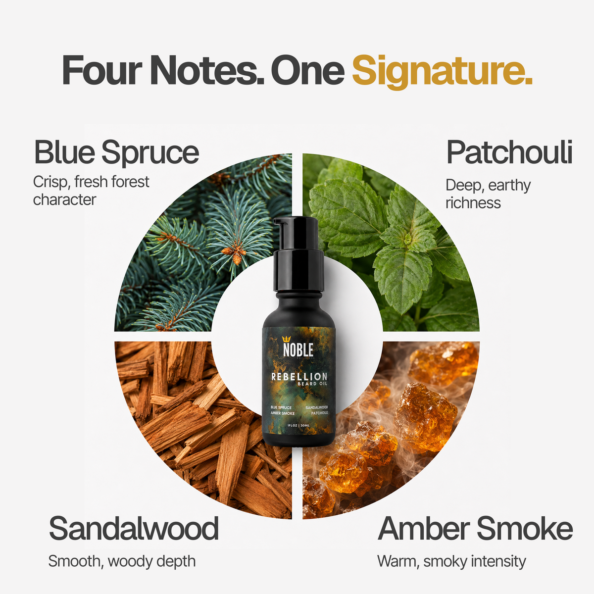 Rebellion Beard Oil | Lightweight Hydration | Blue Spruce & Amber Smoke | 1 oz