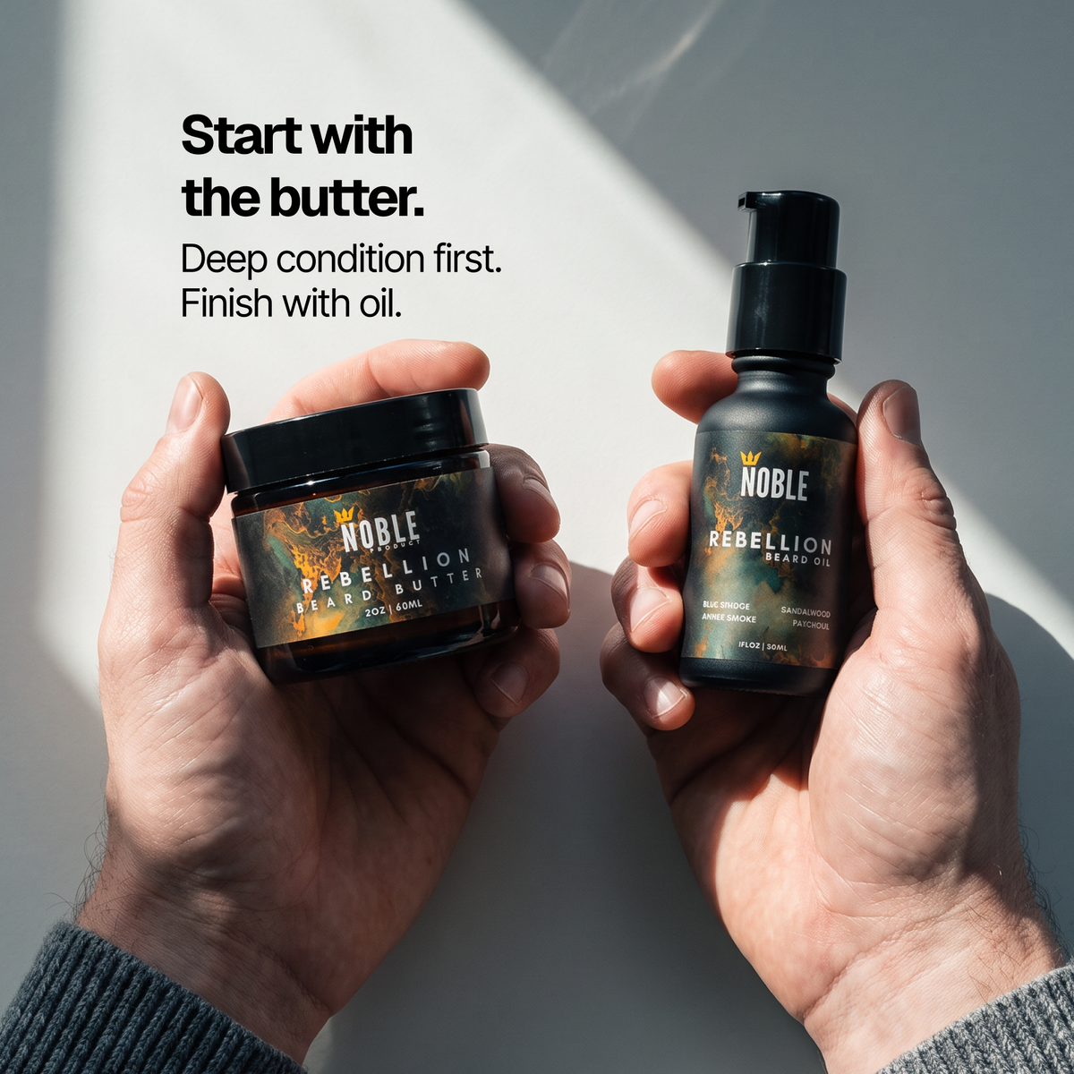 Rebellion Beard Care Combo | Conditioning | Smoky Oud & Cedar | Butter & Oil Set