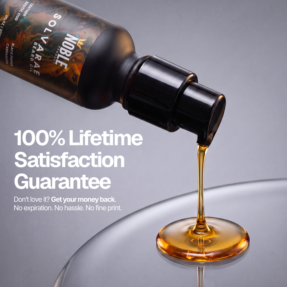Solvarae Beard Oil | 1 oz Lightweight Beard Oil | Leather, Black Pepper, Exotic Oud & Cardamom